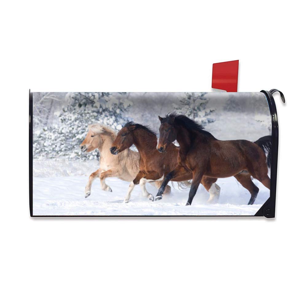 Stylish Magnetic Mailbox Cover for Outdoor Decoration - Winter Horse Design Weatherproof Letterbox Protector | Perfect for Home, Garden, and Seasonal Decor