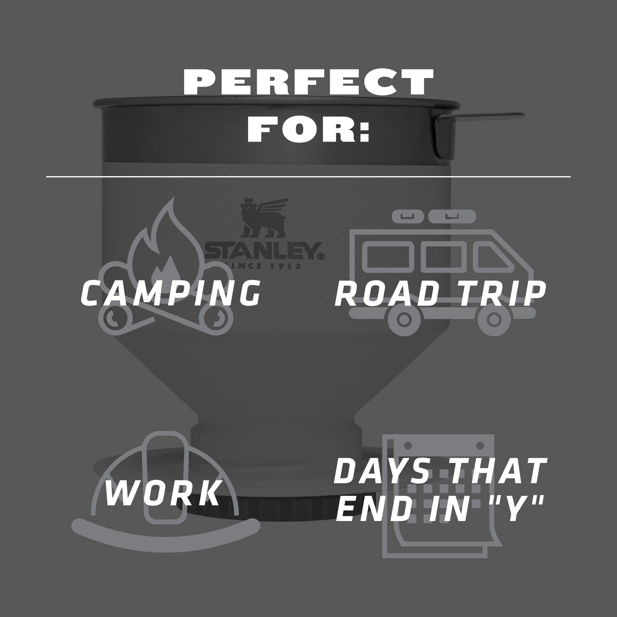 Stanley Perfect Brew Pour Over Coffee Maker - Manual Single Cup Drip Coffee Maker with Reusable Stainless Steel Filter | BPA-Free, Easy to Clean | Ideal for Camping, Office & Home Brewing | Polar Series