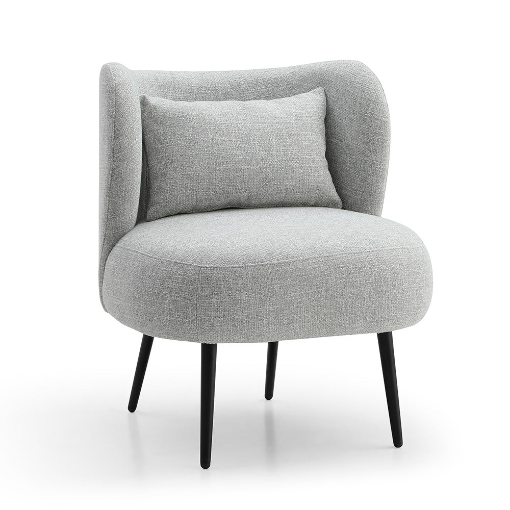 SASHA Lounge Chair - Modern Light Grey & Black Accent Recliner for Living Room, Bedroom, or Office - Comfortable Upholstered Armchair with Sturdy Metal Legs - Perfect for Relaxing, Reading, or Watching TV