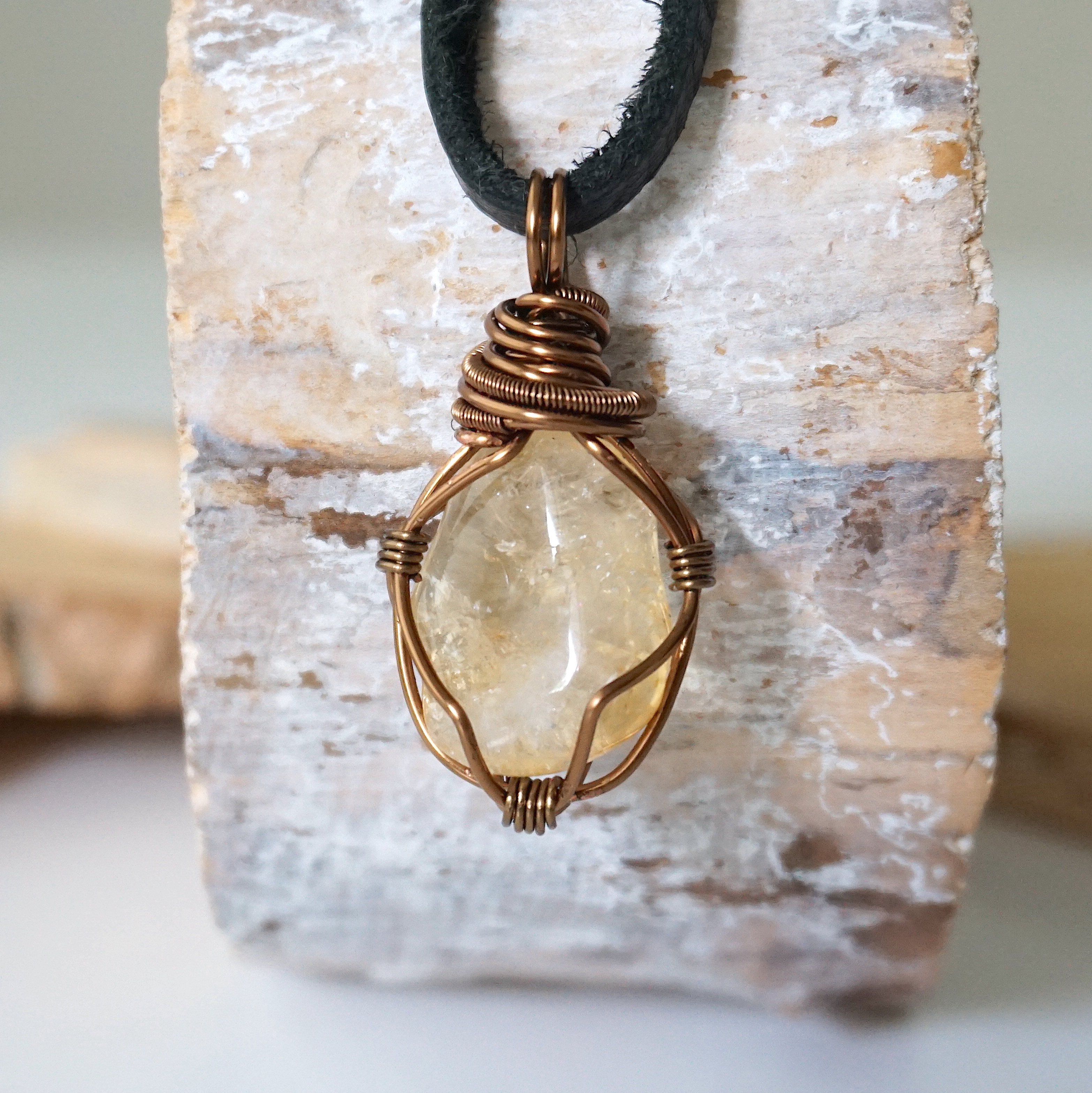 Men's Citrine Pendant Necklace in Antique Bronze - Elegant Gemstone Jewelry for Gifts, Weddings & Special Occasions