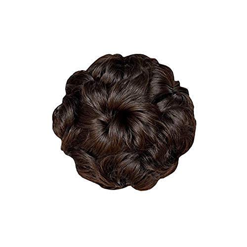 Brown Juda Bun Hair Extension with 12Pcs Red Rose Juda Pins - Perfect for Weddings, Anniversaries & Special Events | Women's & Girls' Hair Accessories for Bridal, Prom & Party Hairstyles