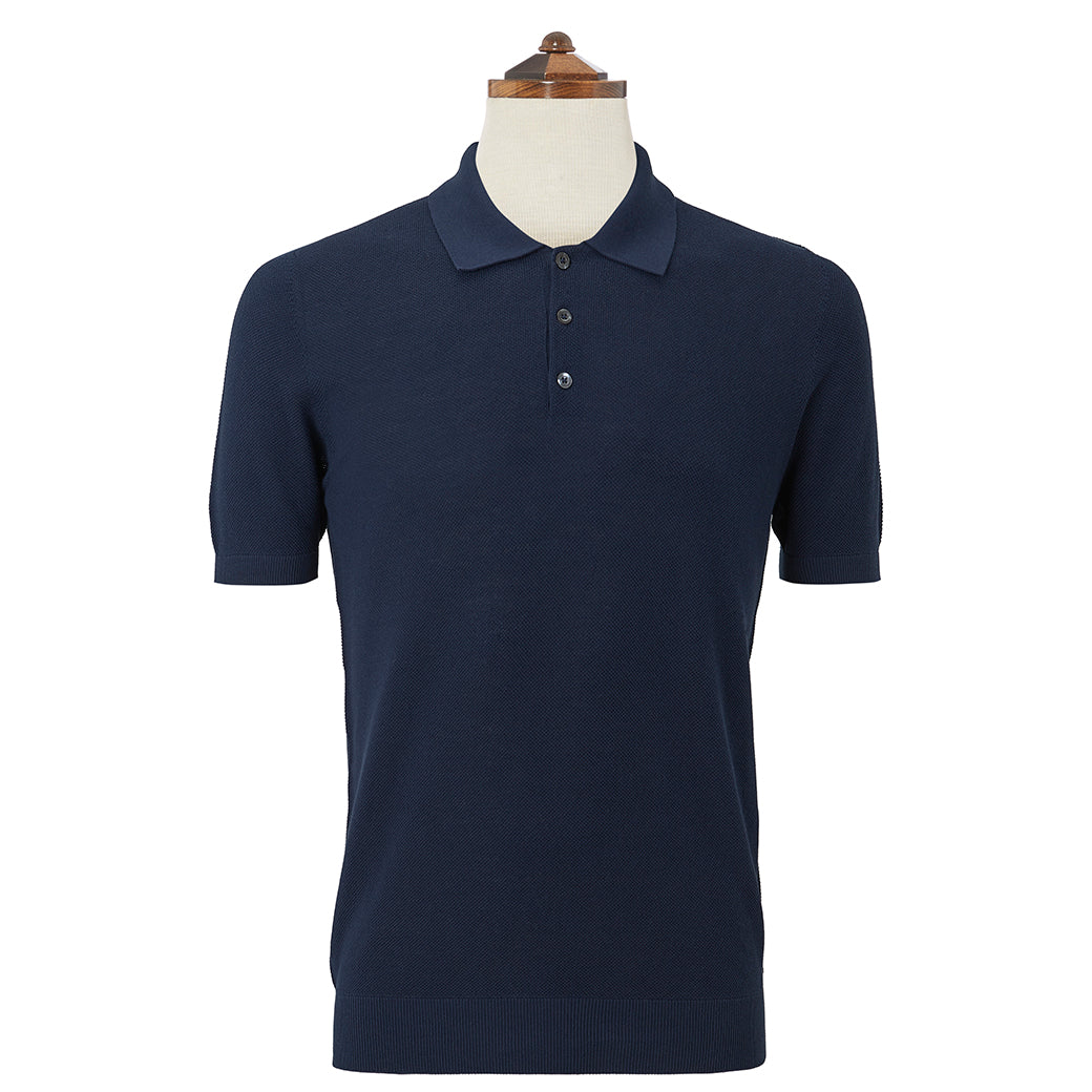 Premium Keswick Navy Pique Knitted Polo Shirt for Men - Comfortable Business Casual & Golf Wear - Perfect for Office, Outings & Sports