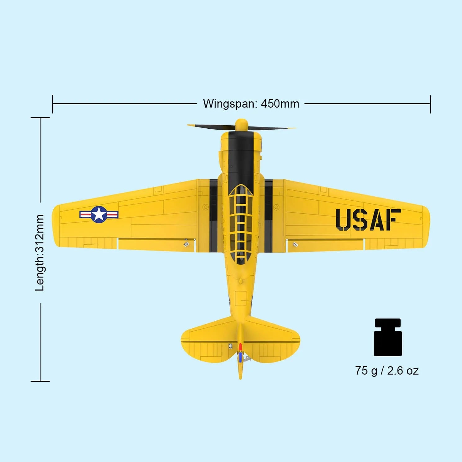 TOP RC Hobby Remote Control Airplane Mini AT6 RTF 450mm - Yellow/Silver | Ready-to-Fly RC Plane for Beginners & Adults | Perfect for Outdoor Flying, Backyard Fun & RC Hobby Enthusiasts