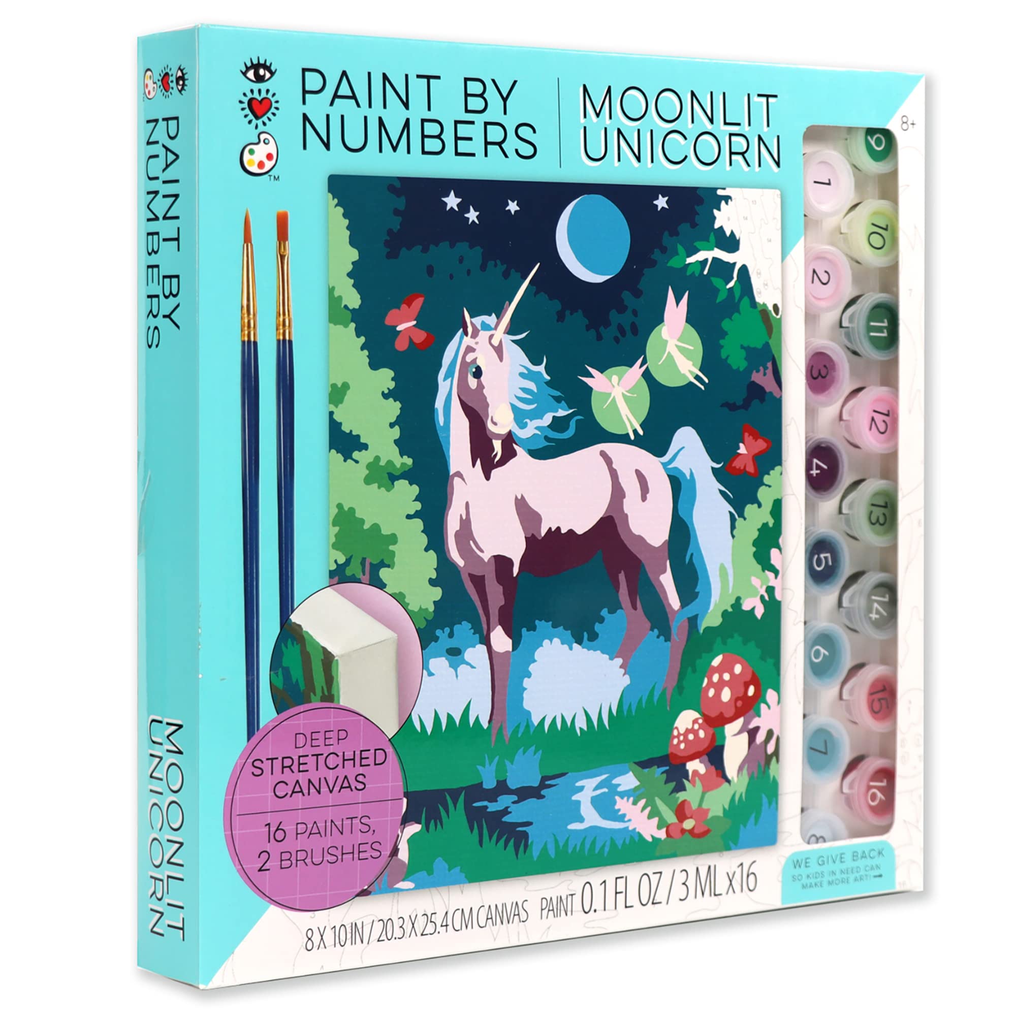 Bright Stripes Paint by Numbers Kit for Kids - Easy DIY Unicorn Painting with Pre-Printed Canvas & Frame | Creative Art Activity for Children's Room Decor & Birthday Gifts