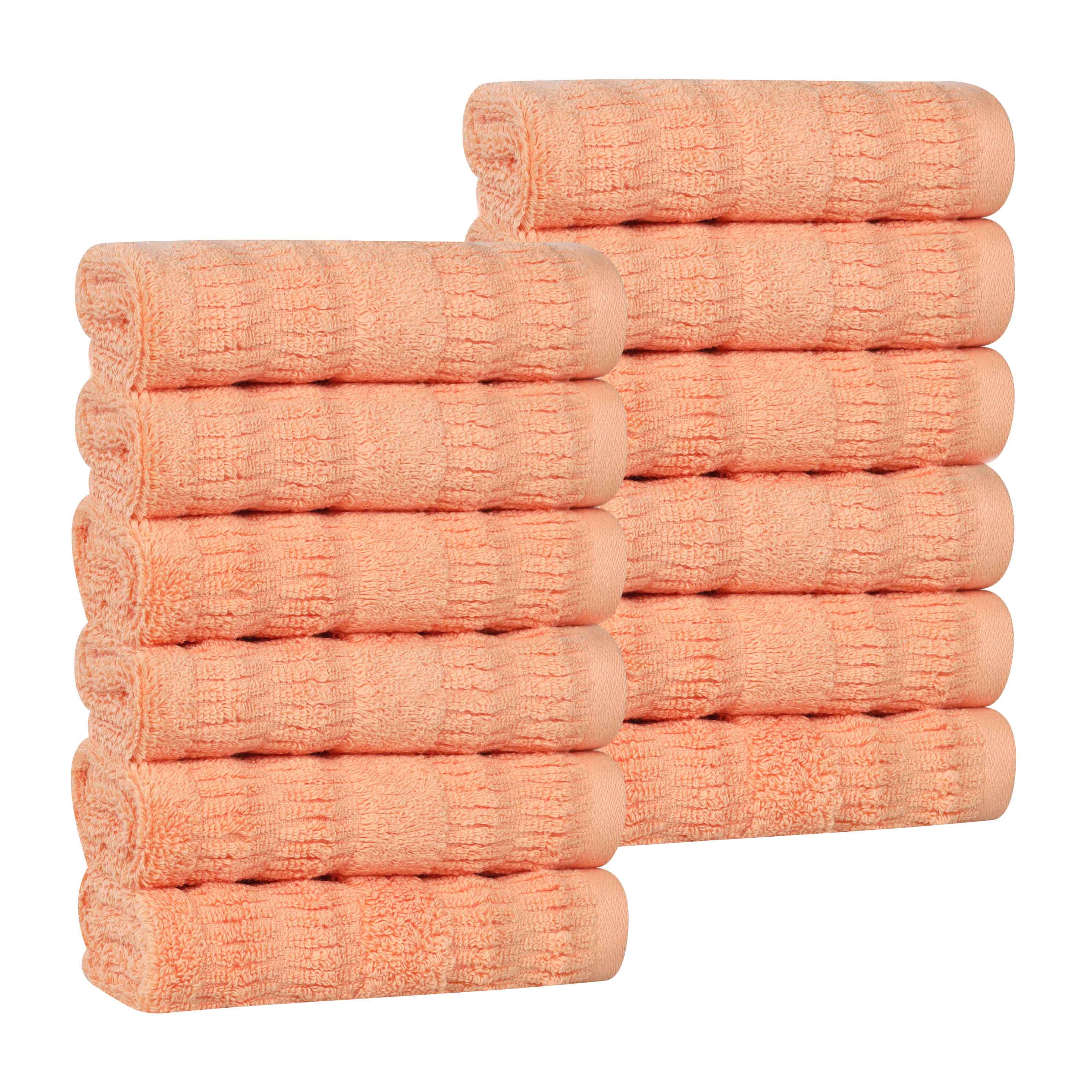 Mika Smart Twist Cotton Solid Face Towels & Washcloths - 12 Pack Set | Soft & Absorbent Bath Towels for Spa, Gym, Travel & Daily Use