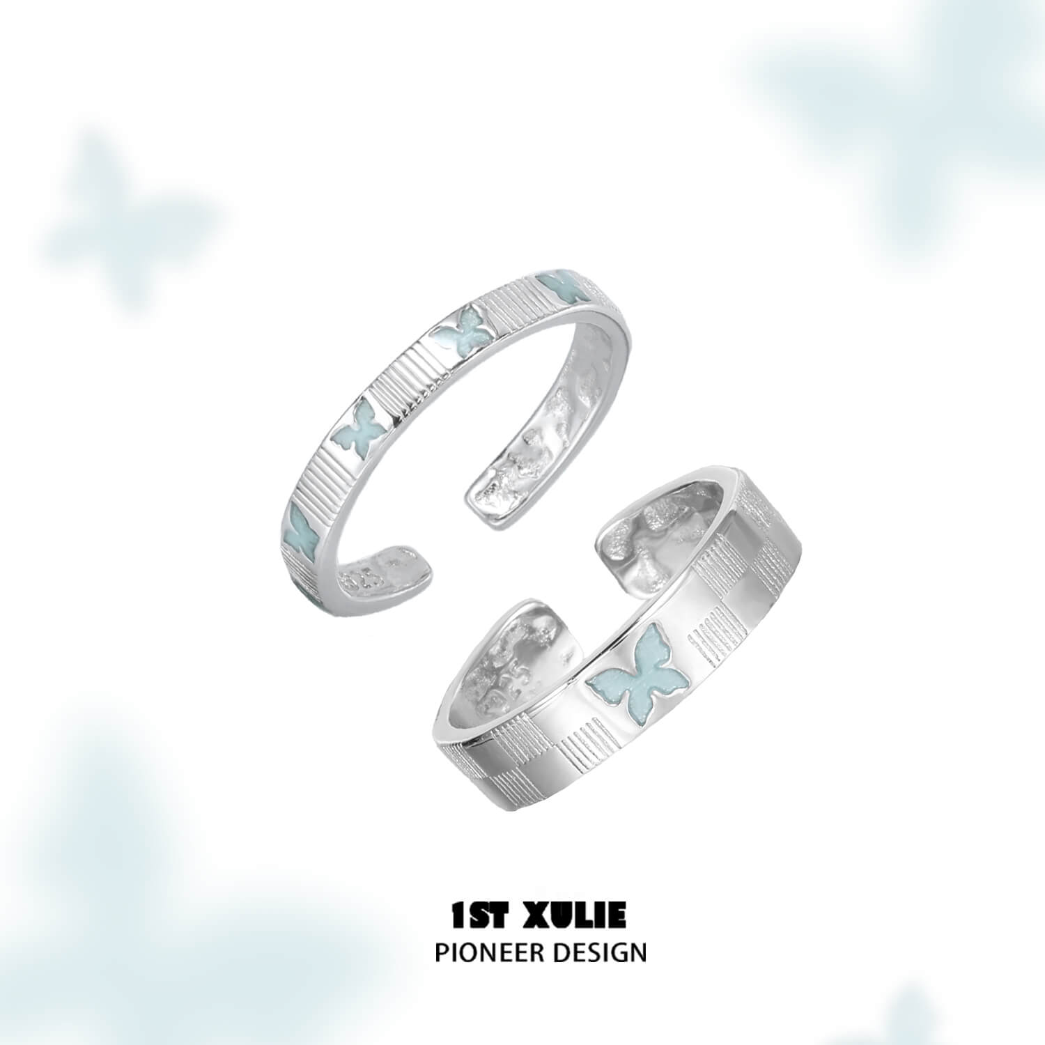 Whiterfly S925 Sterling Silver Logo Basic Rings for Women & Men - Minimalist Stackable Band for Everyday Wear, Gift Giving & Special Occasions