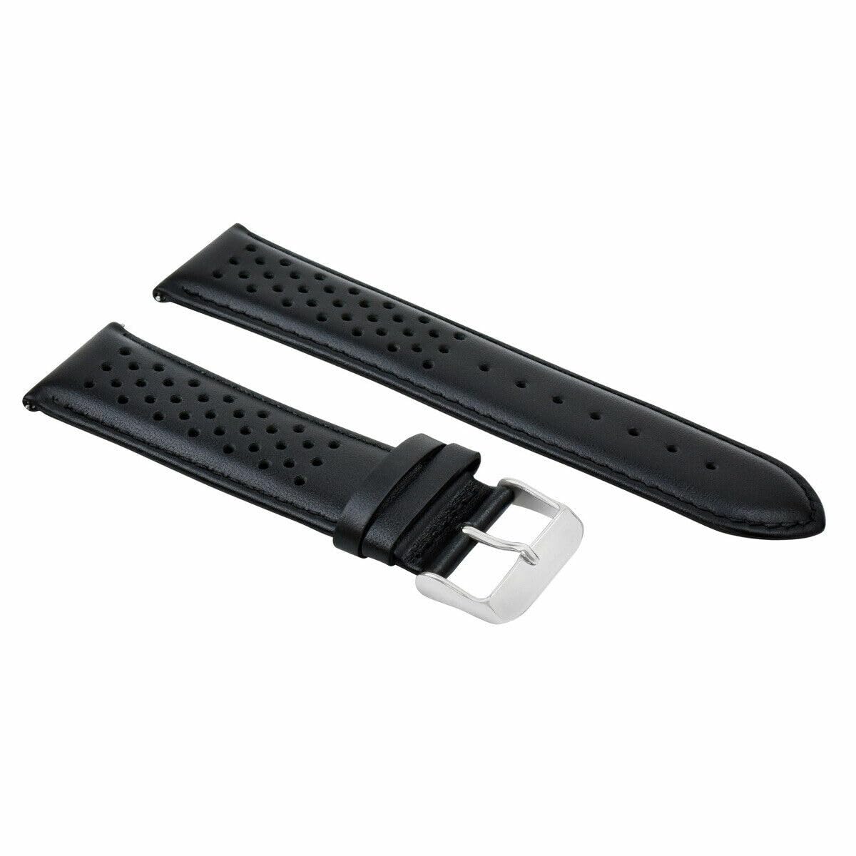 **18mm Quick Release Perforated Leather Watch Band Strap - Compatible with Tag Heuer Carrera - Black - Perfect for Casual & Dress Watches**