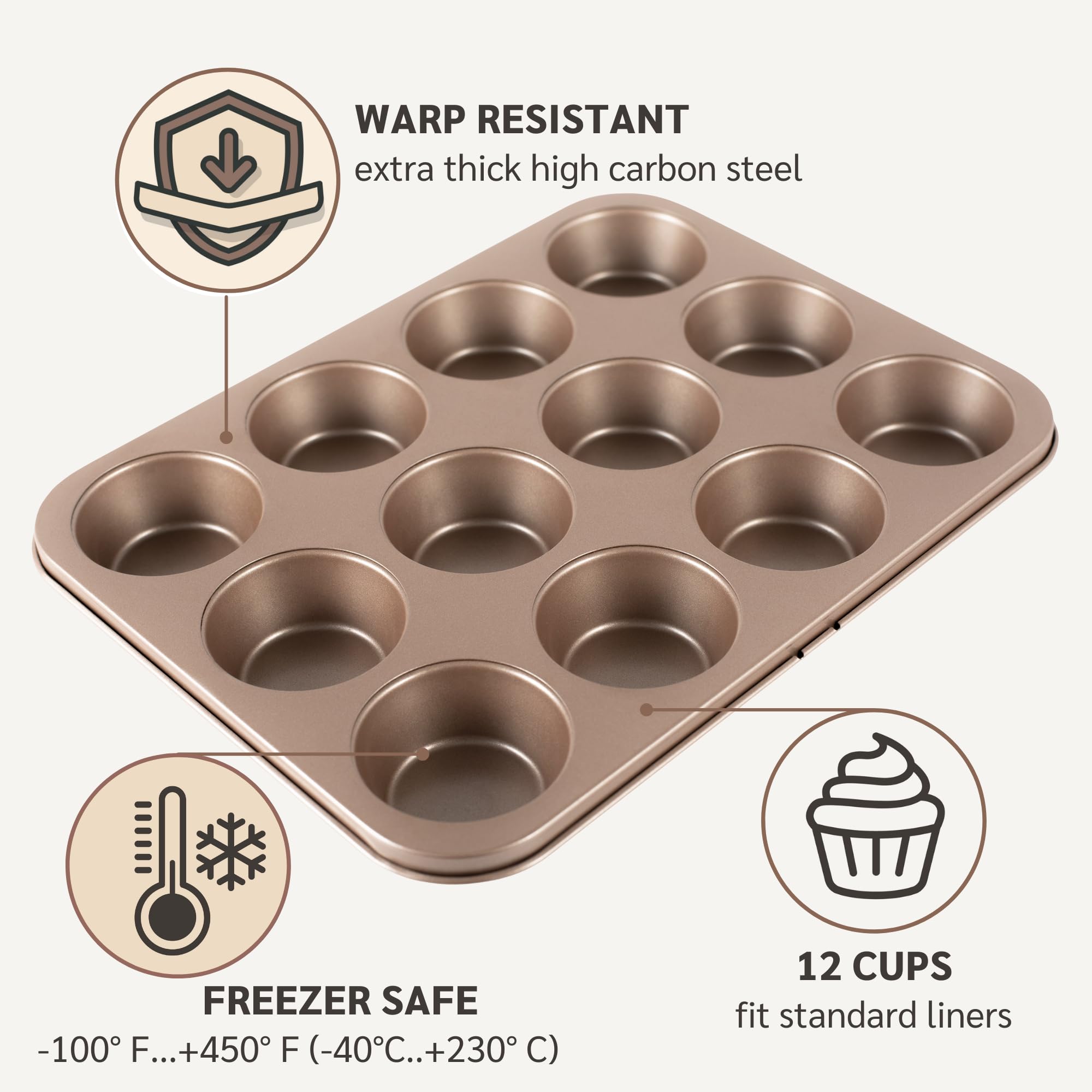Premium PFOA-Free Nonstick Baking Pans Set - 4-Piece Bundle (2 Half Sheet Pans 13x18