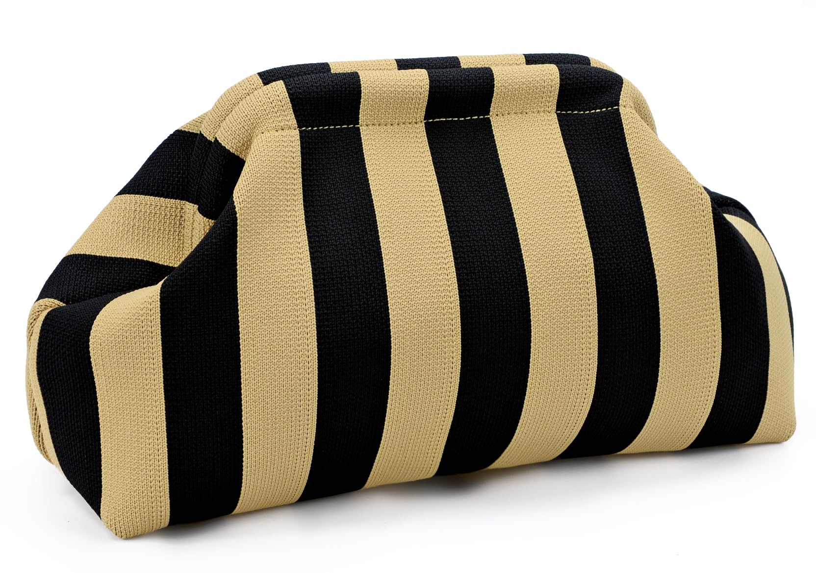 WOZEAH Summer Clutch Purse for Women - Crochet Dumpling Bag with Colorblock Stripes & Cloud Design | Perfect for Beach, Vacation & Casual Outings