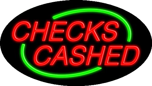 Custom Checks Cashed Glass Neon Sign #14030 - Handmade in USA | Perfect for Bars, Restaurants & Home Decor
