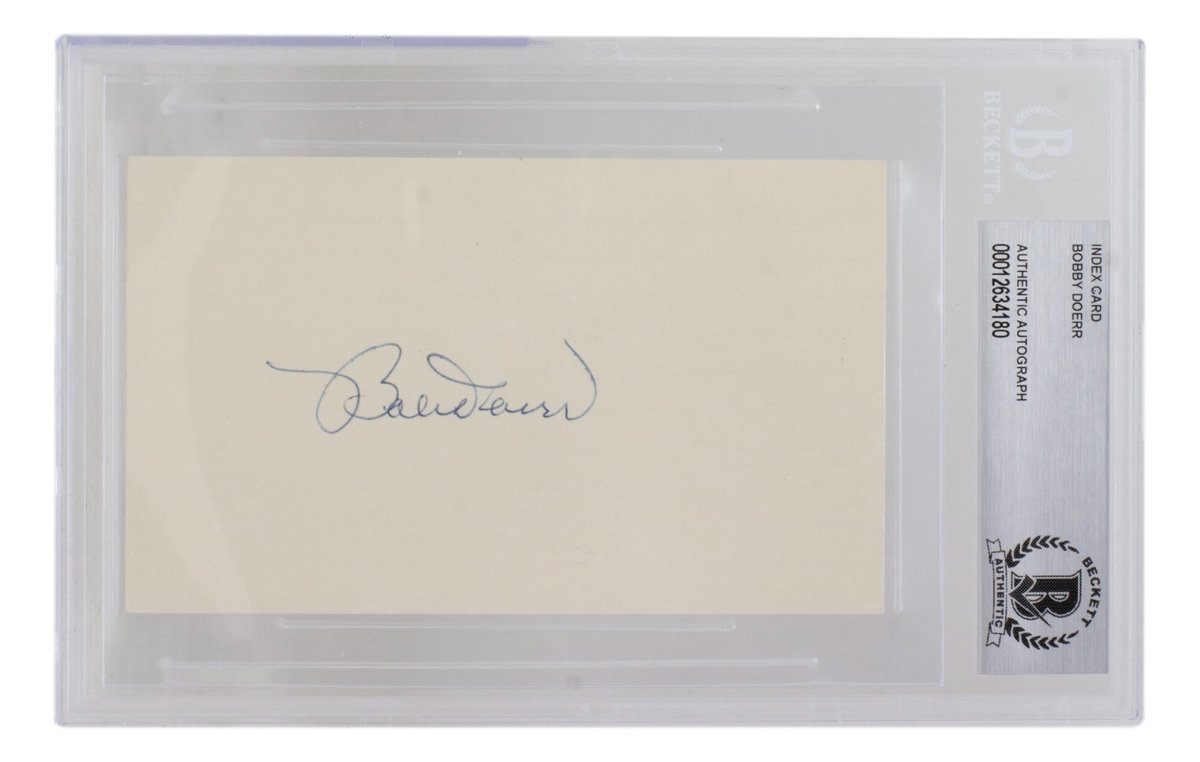 Bobby Doerr Autographed Boston Red Sox Index Card - PSA/DNA Certified - Collectible Memorabilia for Baseball Fans & Sports Enthusiasts - Perfect for Display, Gifts, and Home Decor