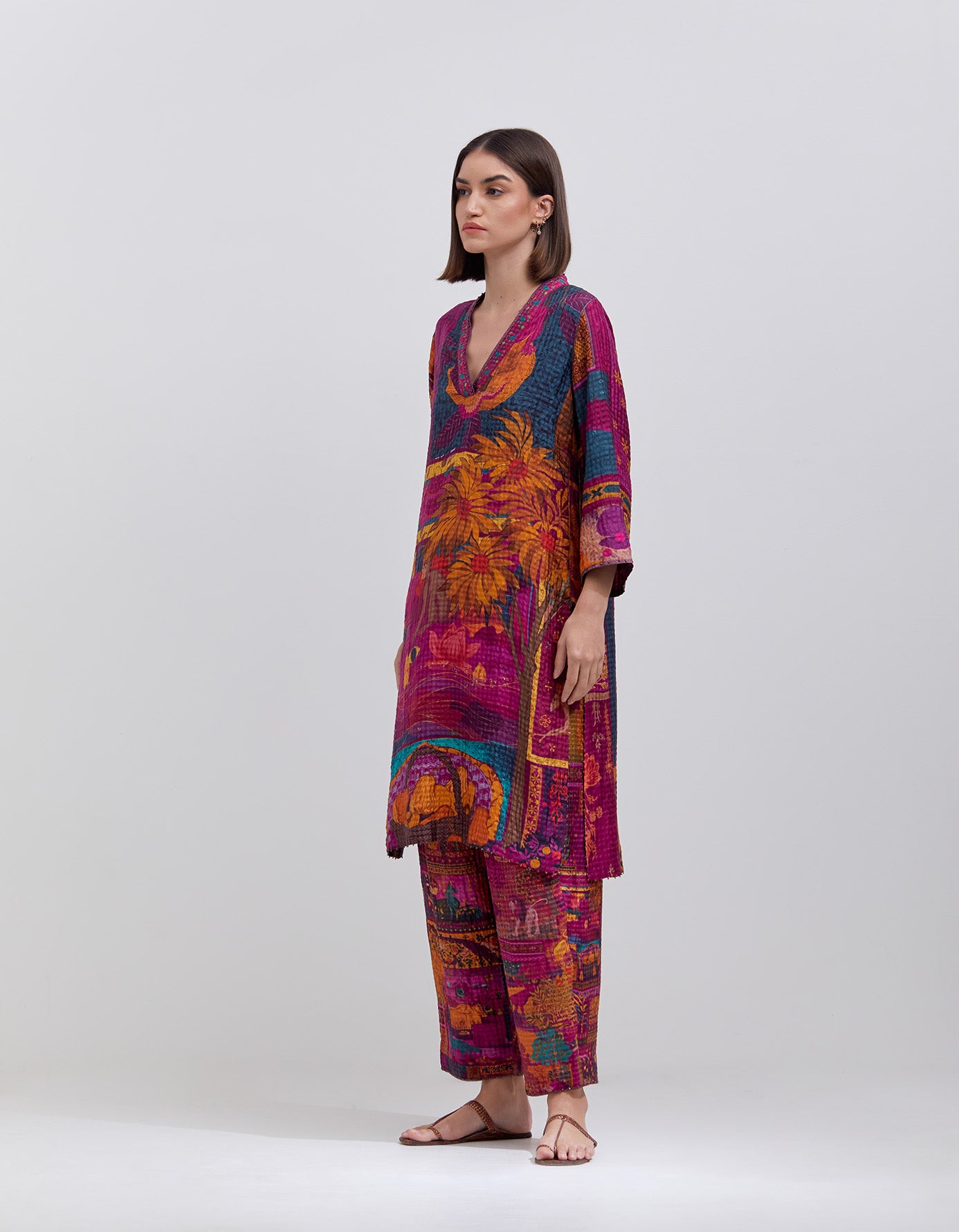 Elegant Aisha Salwar Silk Suit - Purple Check Panchatantra Design for Women | Perfect for Festivals, Weddings & Special Occasions