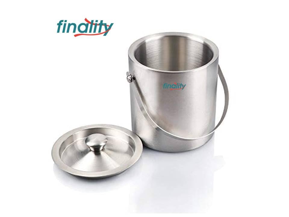 Premium Double Walled Stainless Steel Ice Bucket with Lid & Ice Tongs - 1 Liter Capacity, Keeps Ice Cold for 6+ Hours - Perfect for Cocktails, Parties, Outdoor Events & Home Bar Use