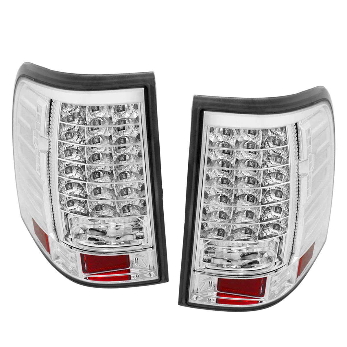 2002-2005 Ford Explorer LED Tail Lights - Chrome Housing & Clear Lens Replacement - Perfect for SUV Upgrades & Night Driving Safety