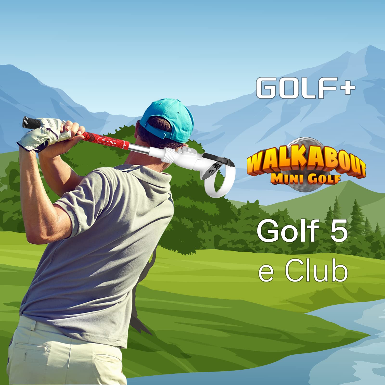 Meta Oculus Quest 2 VR Golf Club Handle Accessory - Stainless Steel Core Virtual Reality Golf Game Attachment for Enhanced Sports Gaming Experience (White, Double Pack) | Perfect for Home VR Golf Simulation & Interactive Sports Training