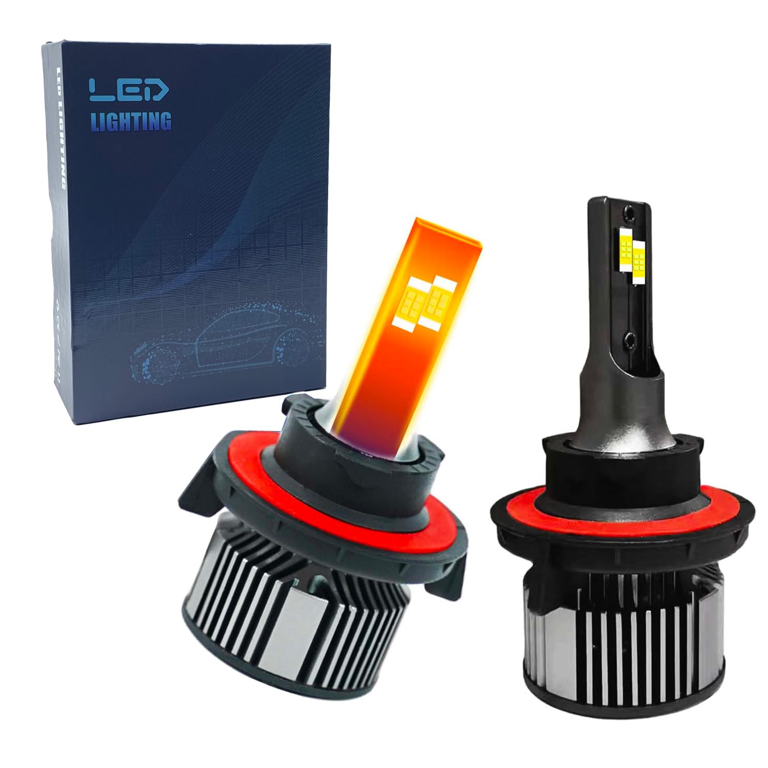 H13/9008 LED Bulbs - 500% Ultra Bright 6500K Cool White Fog Light, High Beam & Low Beam - Plug-N-Play Halogen Replacement Bulbs (1:1 Size) - IP68 Waterproof - Pack of 2 - Perfect for Trucks, SUVs & Off-Road Vehicles in Rainy or Foggy Conditions