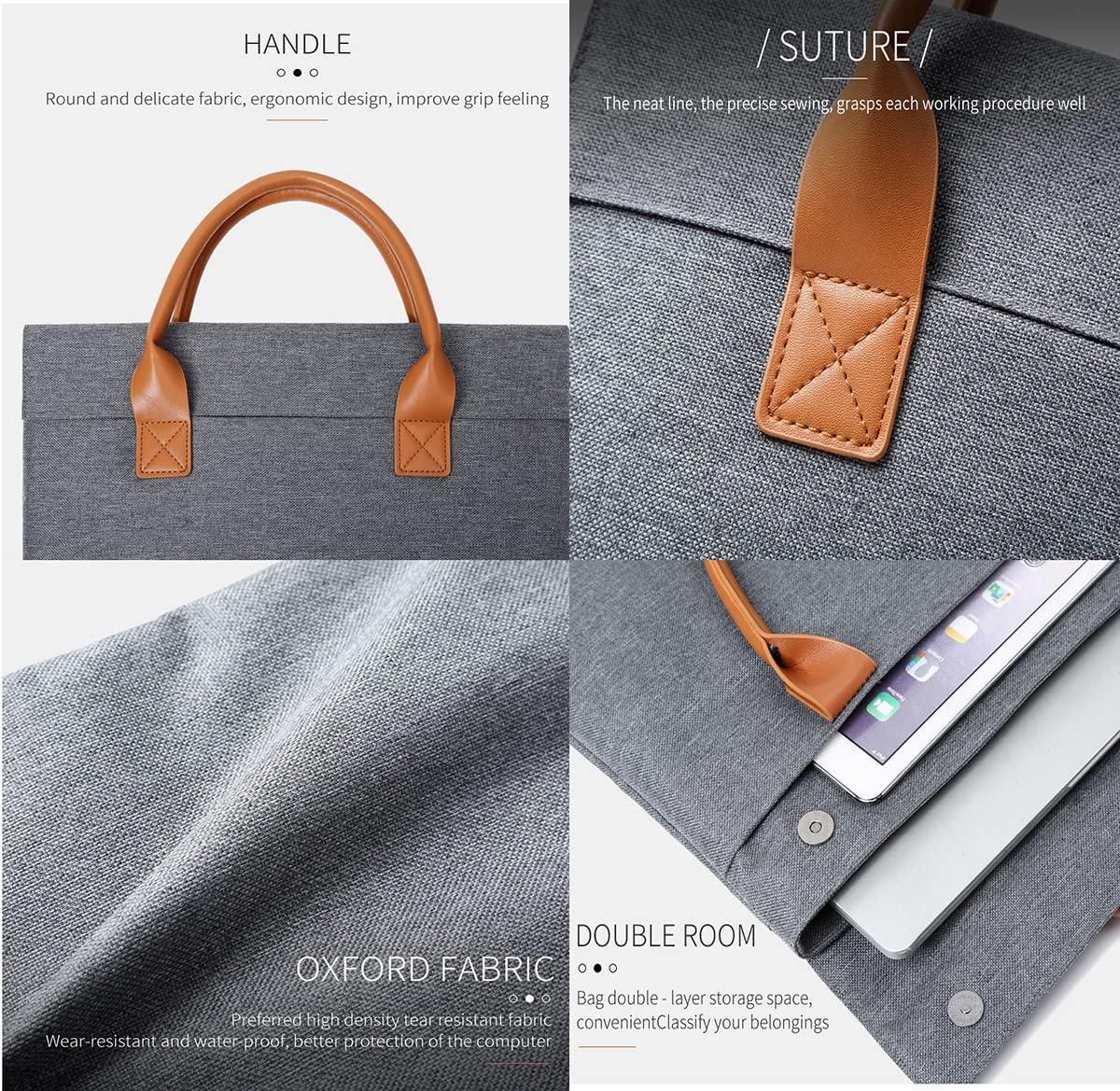 Oxford Expandable Laptop Tote Bag - 15.6 Inch Computer Messenger Briefcase for Work, Travel & Business