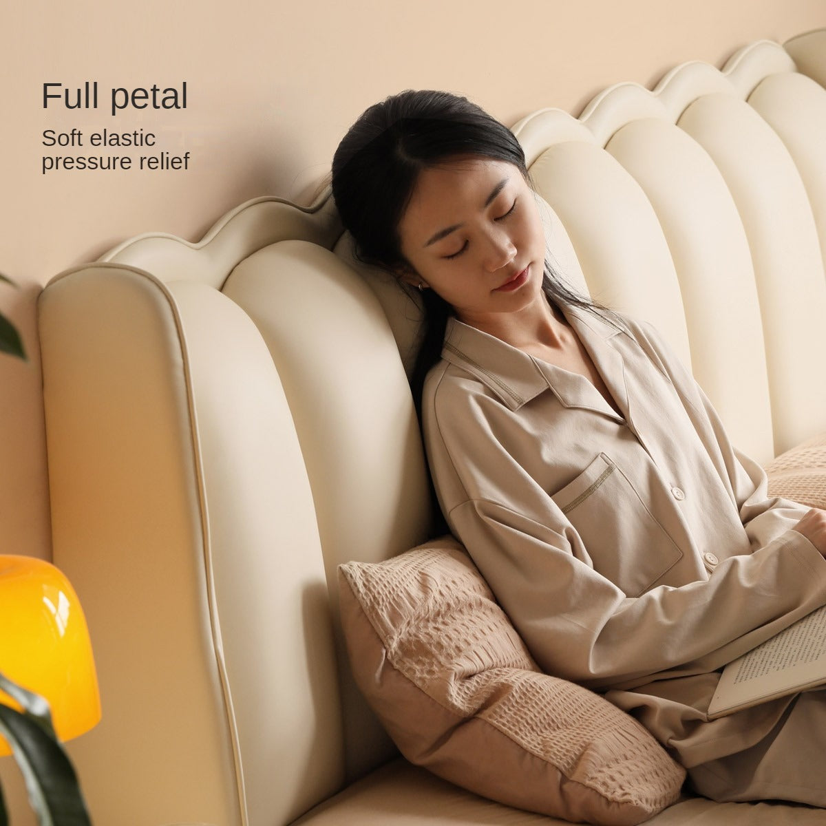 Organic Leather Art Bed Cream Style Modern - Elegant & Sustainable Bedroom Furniture for Home Decor | Perfect for Master Bedrooms, Guest Rooms & Luxury Apartments
