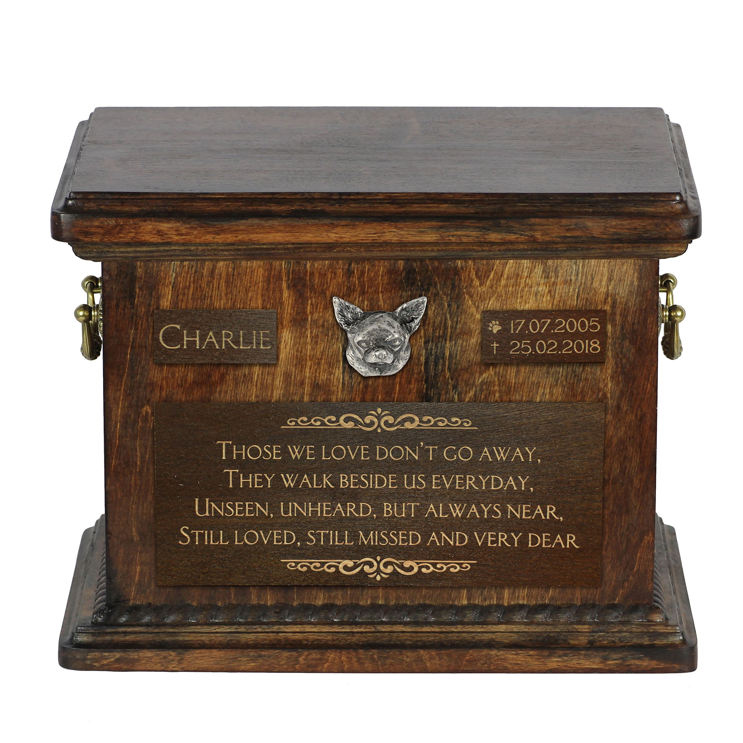 Personalized Chihuahua Dog Urn for Ashes - Custom Engraved with Pet Name & Date - Memorial Keepsake for Pet Loss - Perfect for Home Display or Memorial Ceremony