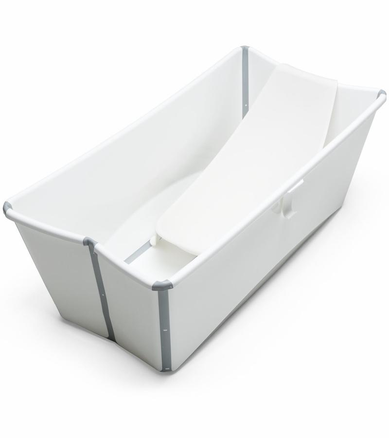 Stokke Flexi Bath Baby Bathtub with Heat Sensitive Plug & Newborn Insert - Foldable Infant Tub for Safe Bathing at Home or Travel
