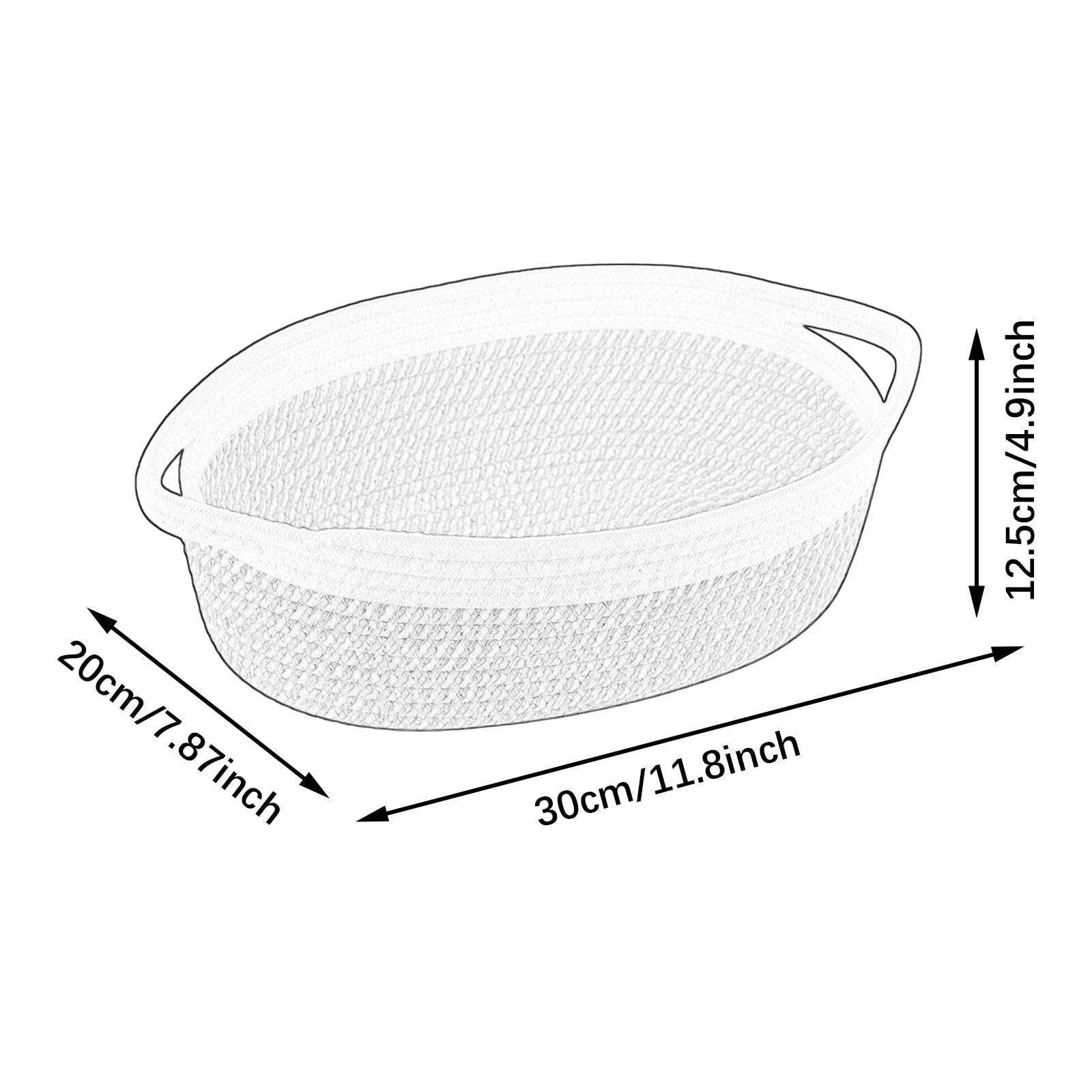 Bestga Cotton Rope Woven Basket with Handle - 30x20x12.5cm Sturdy Decorative Storage Basket for Baby Nursery, Laundry, Towels & Snacks - White & Yellow Home Organization Gift