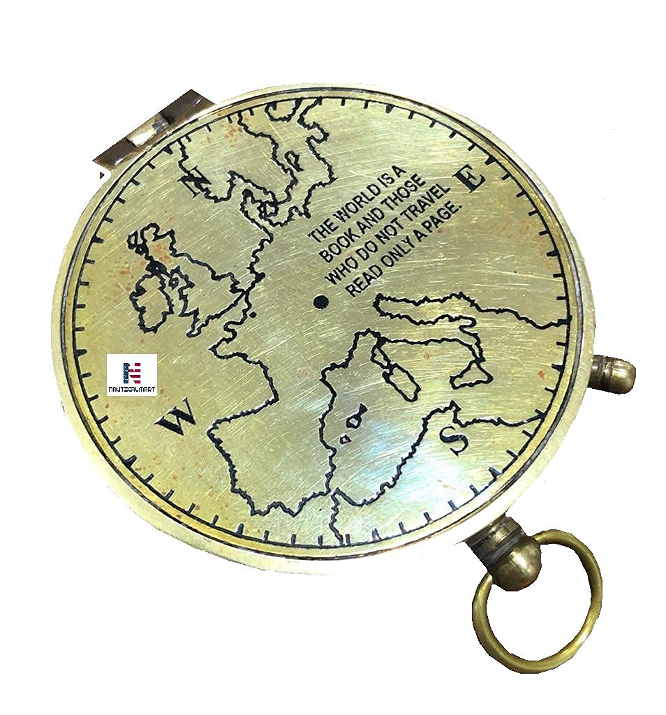 Nautical-Mart World Map Compass Gift Set - Inspirational Travel Gifts for Baptism, Confirmation, Missionary, Birthday, Wedding & Anniversary - Unique Corporate & Father's/Mother's Day Presents - Perfect for Adventurers, Graduates & Wanderlust Souls