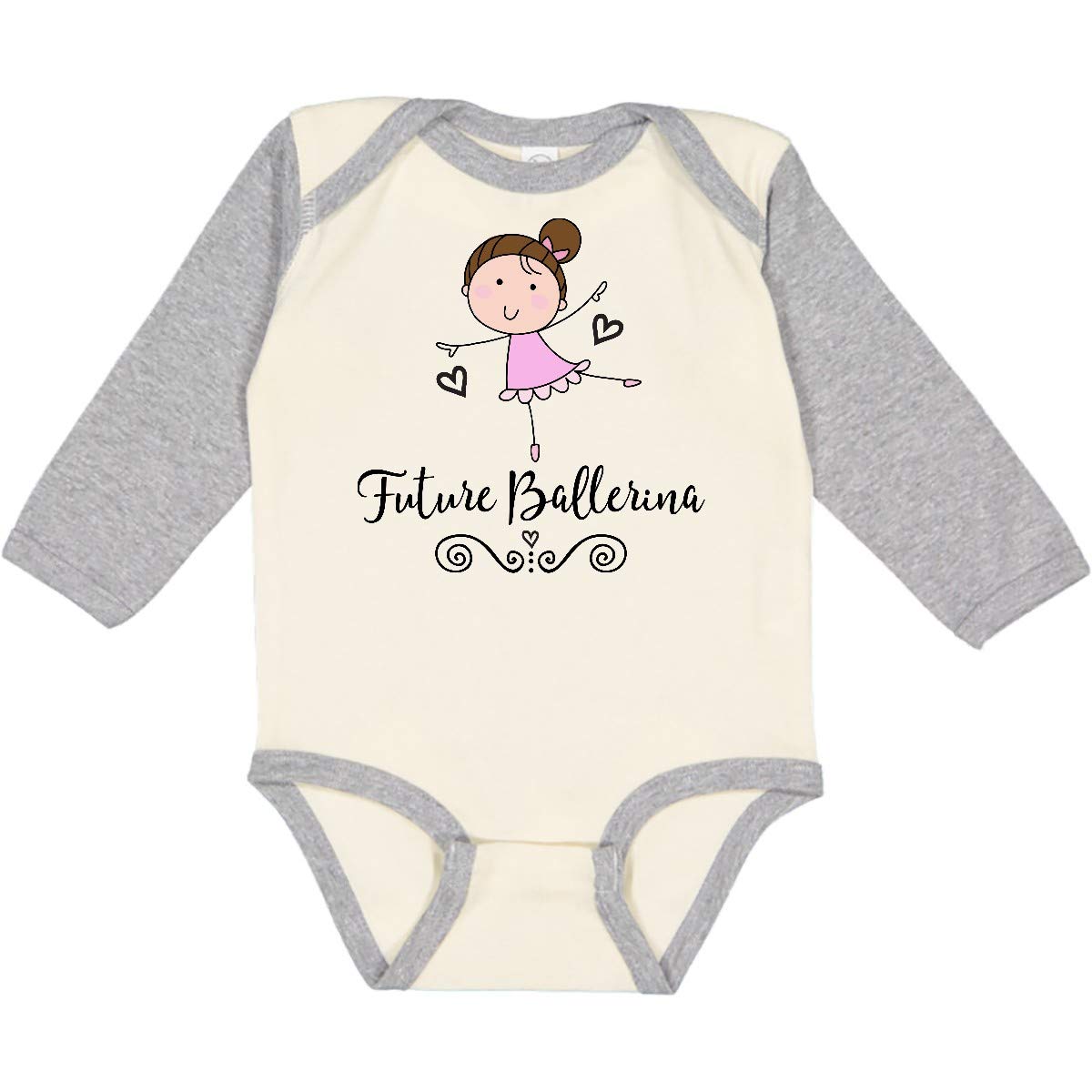 Inktastic Future Ballerina Girls Dance Long Sleeve Creeper - Cute Ballet Outfit for Toddler & Kids Dance Class, Recital & Performance