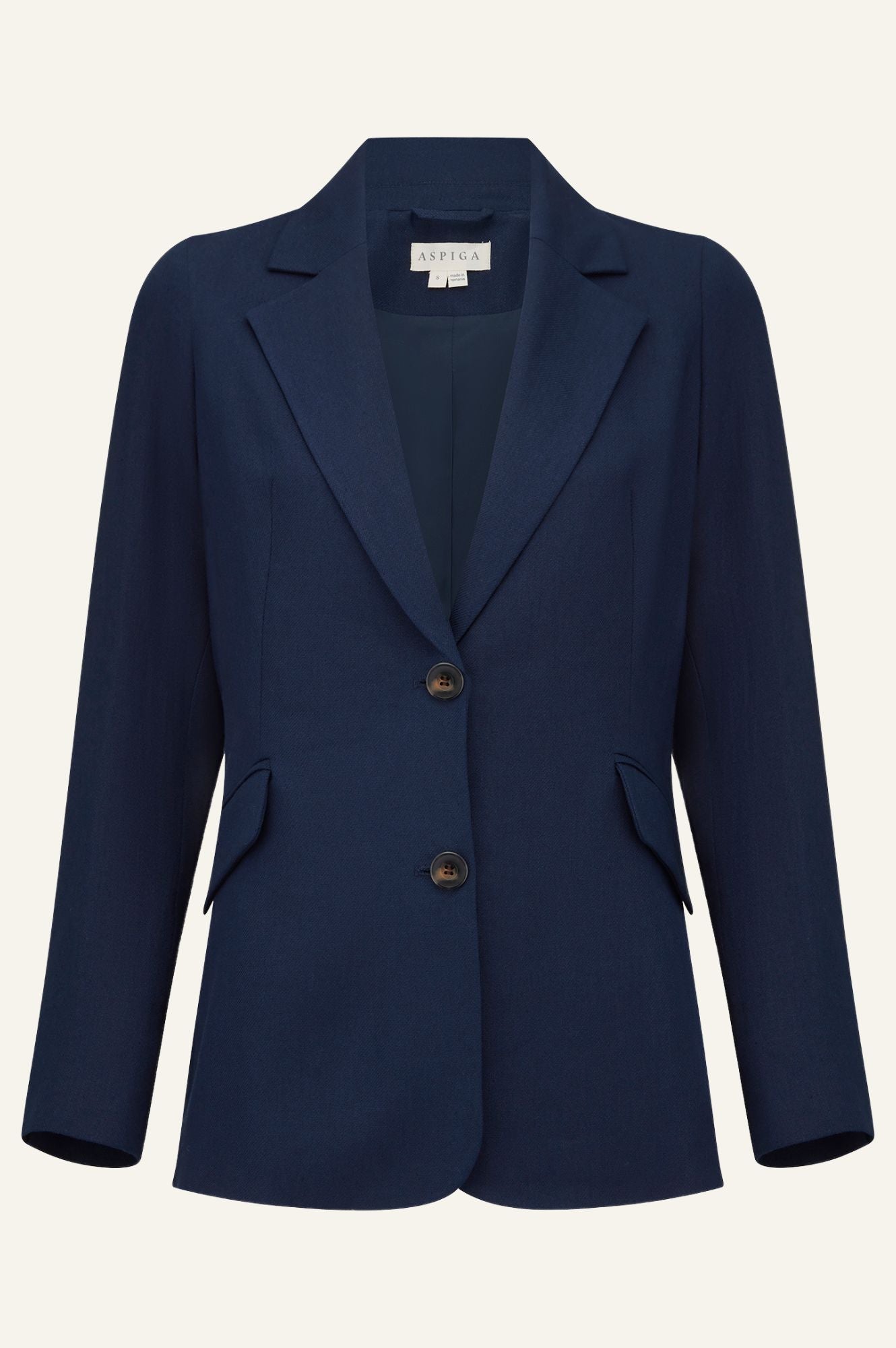 Premium Linen Blend Blazer for Women - Navy Blue Slim Fit Business Casual Jacket - Perfect for Office Wear, Weddings & Summer Outfits