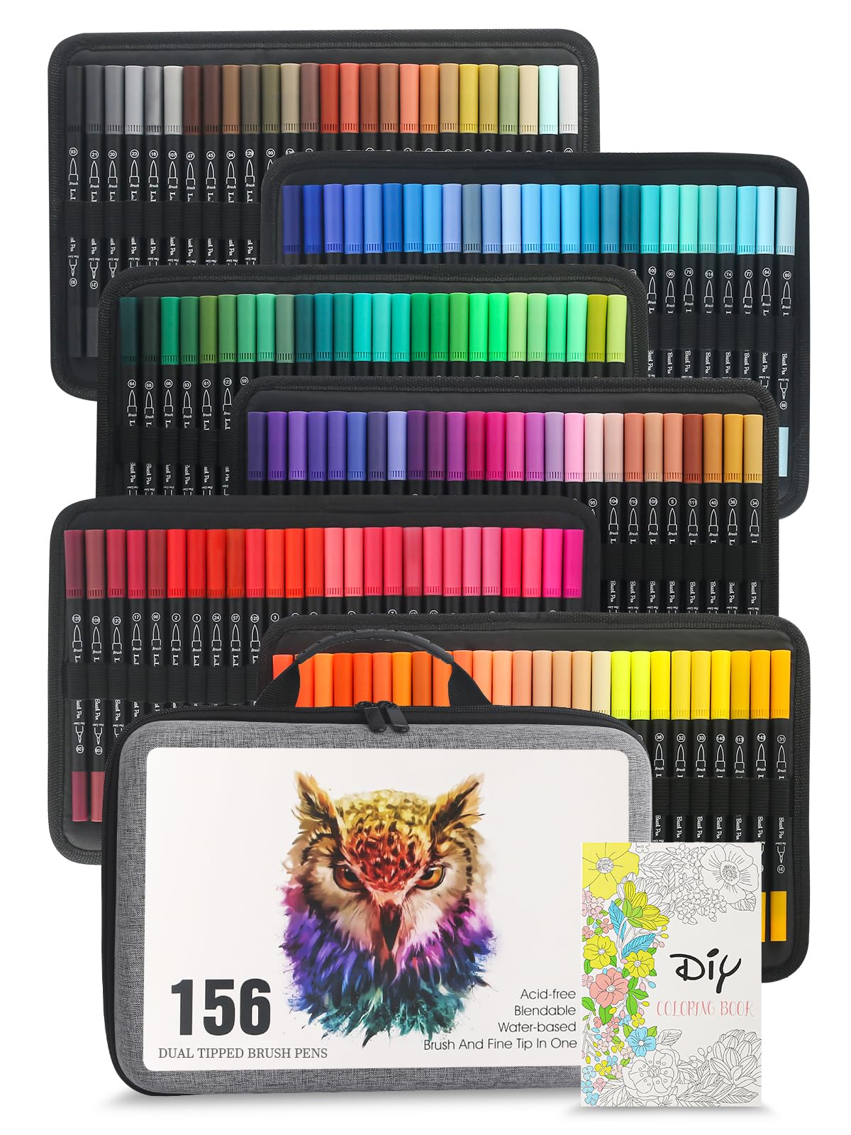 156 Colors Dual Tip Brush Markers Set - Fine & Brush Tip Art Pens for Coloring Books, Bullet Journals, Planner Writing, Drawing & Note Taking - Perfect for Kids & Adults Artistic Projects & DIY Crafts