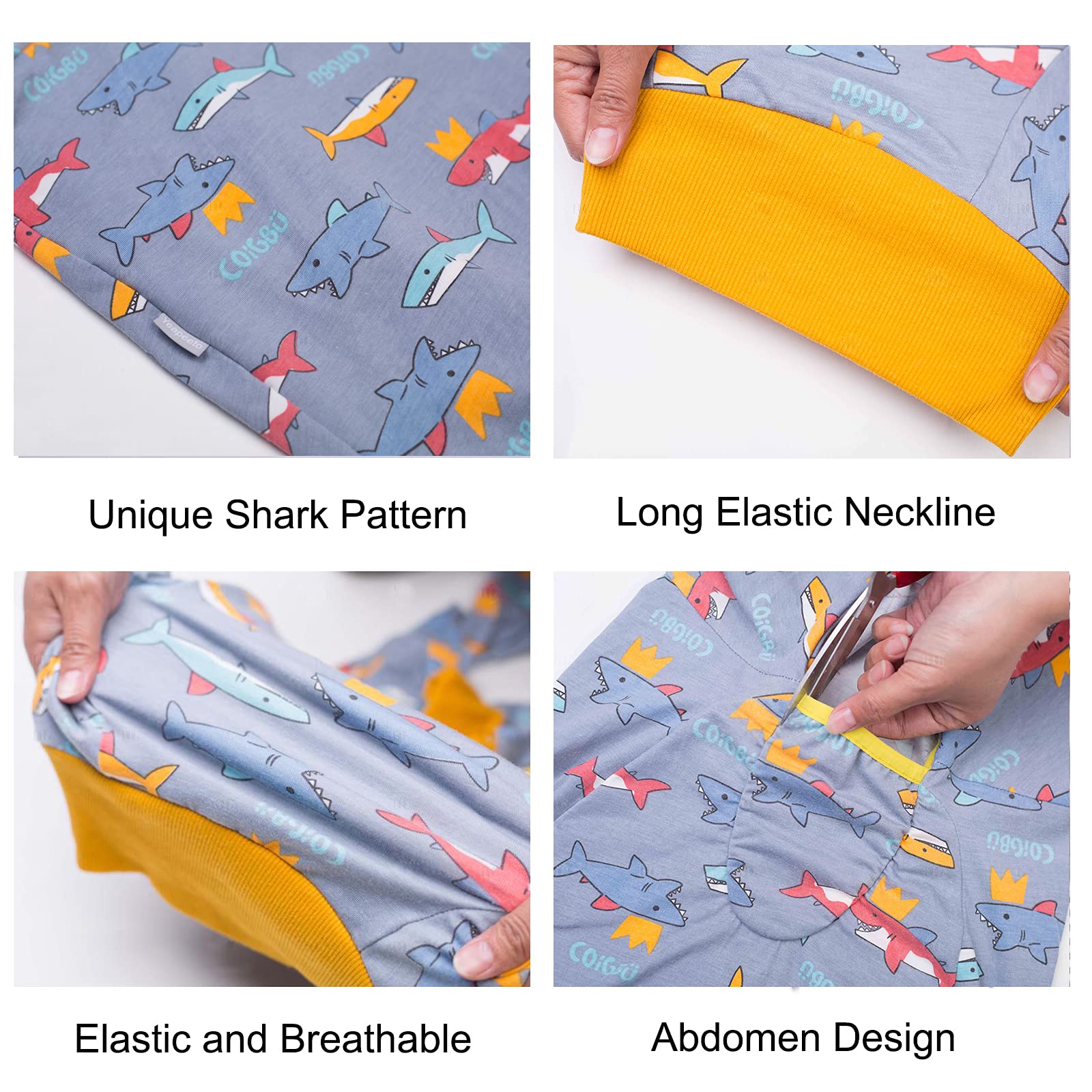 Post-Surgery Dog Recovery Suit for Male & Female Pets - Soft Long Sleeve Neuter Shirt Alternative to Cone | Prevents Licking & Wound Irritation | Perfect for Large & Medium Dogs (Shark 6XL) | Ideal for Post-Spay/Neuter Care, Wound Protection & Comfortable Healing