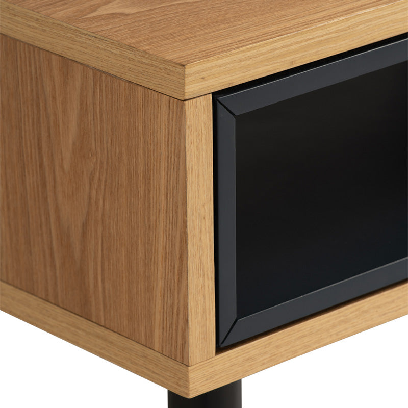 CASTOR 100cm Coffee Table - Natural Wood, Navy Blue & Black Finish | Perfect for Living Room, Lounge & Office Decor