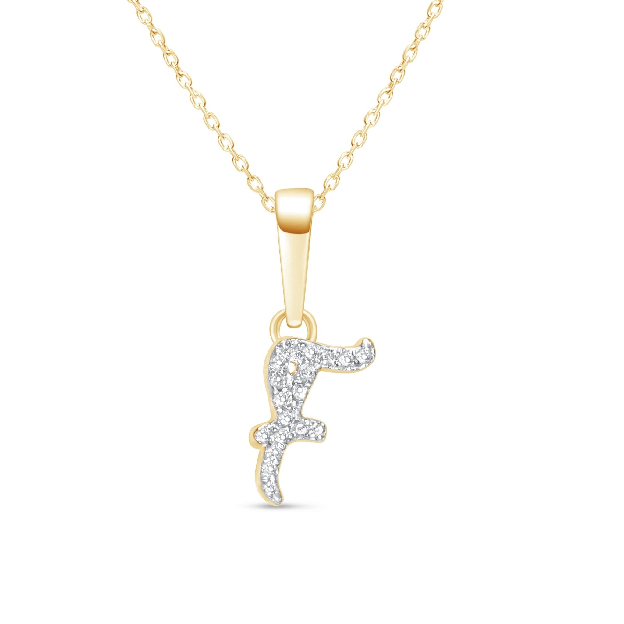 14K Yellow Gold Cursive Diamond Initial Necklace - Personalized Name Pendant for Women - Perfect Gift for Birthday, Anniversary & Valentine's Day - Elegant Everyday Jewelry & Special Occasion Wear