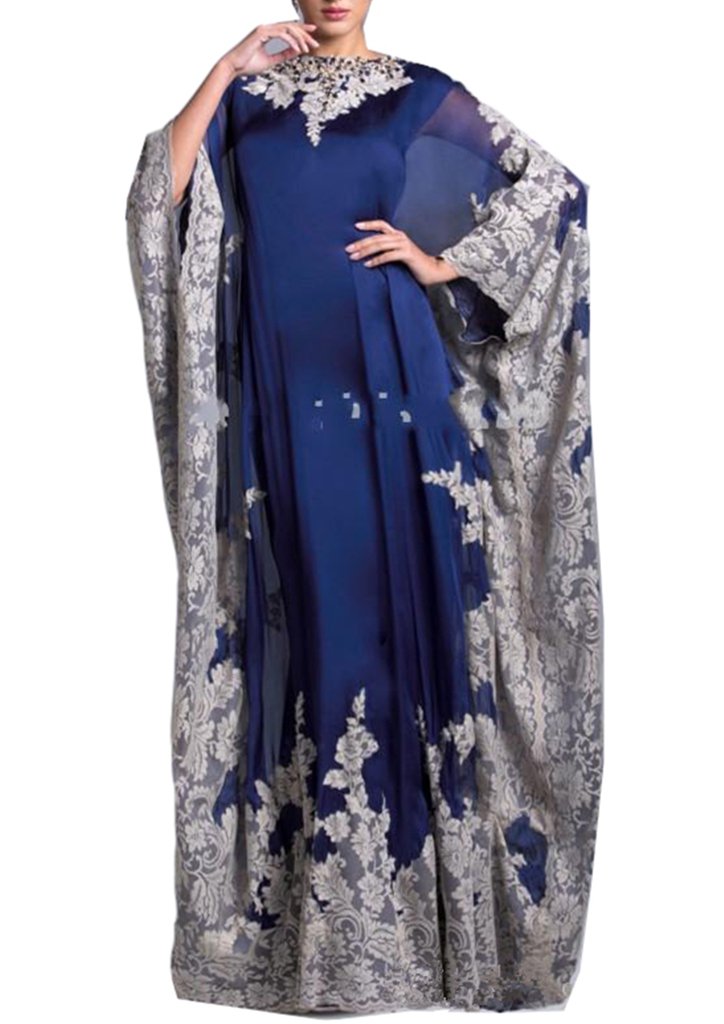 Emanni Women's Dubai Robes - Muslim Arab Garb Vintage Applique Evening Dresses for Special Occasions & Wedding Ceremonies
