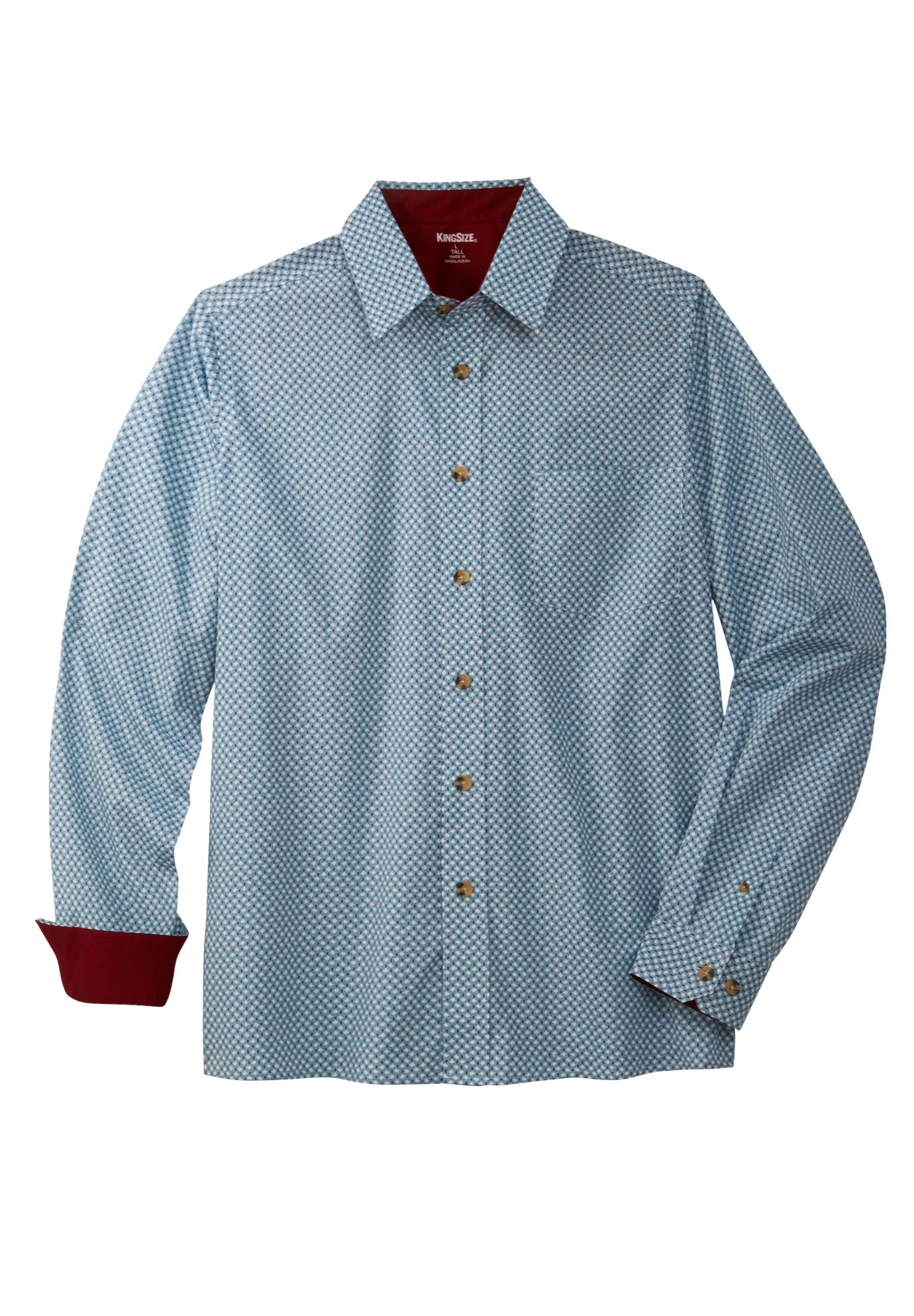 KingSize Men's Big & Tall No-Tuck Casual Shirt - Comfortable Loose Fit Button Down for Work & Everyday Wear