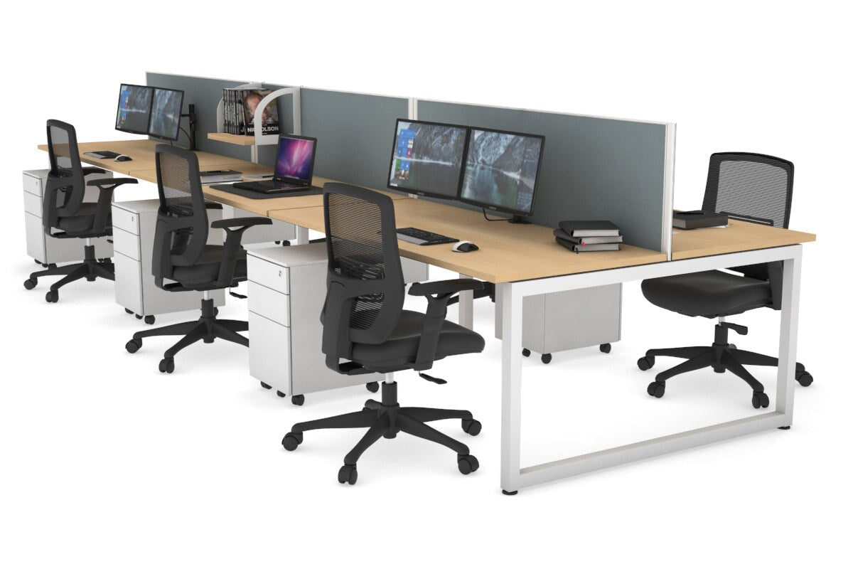 Quadro Loop Legs 6-Person Office Workstation Desk [1600L x 700W] - Perfect for Collaborative Workspaces & Open Office Environments