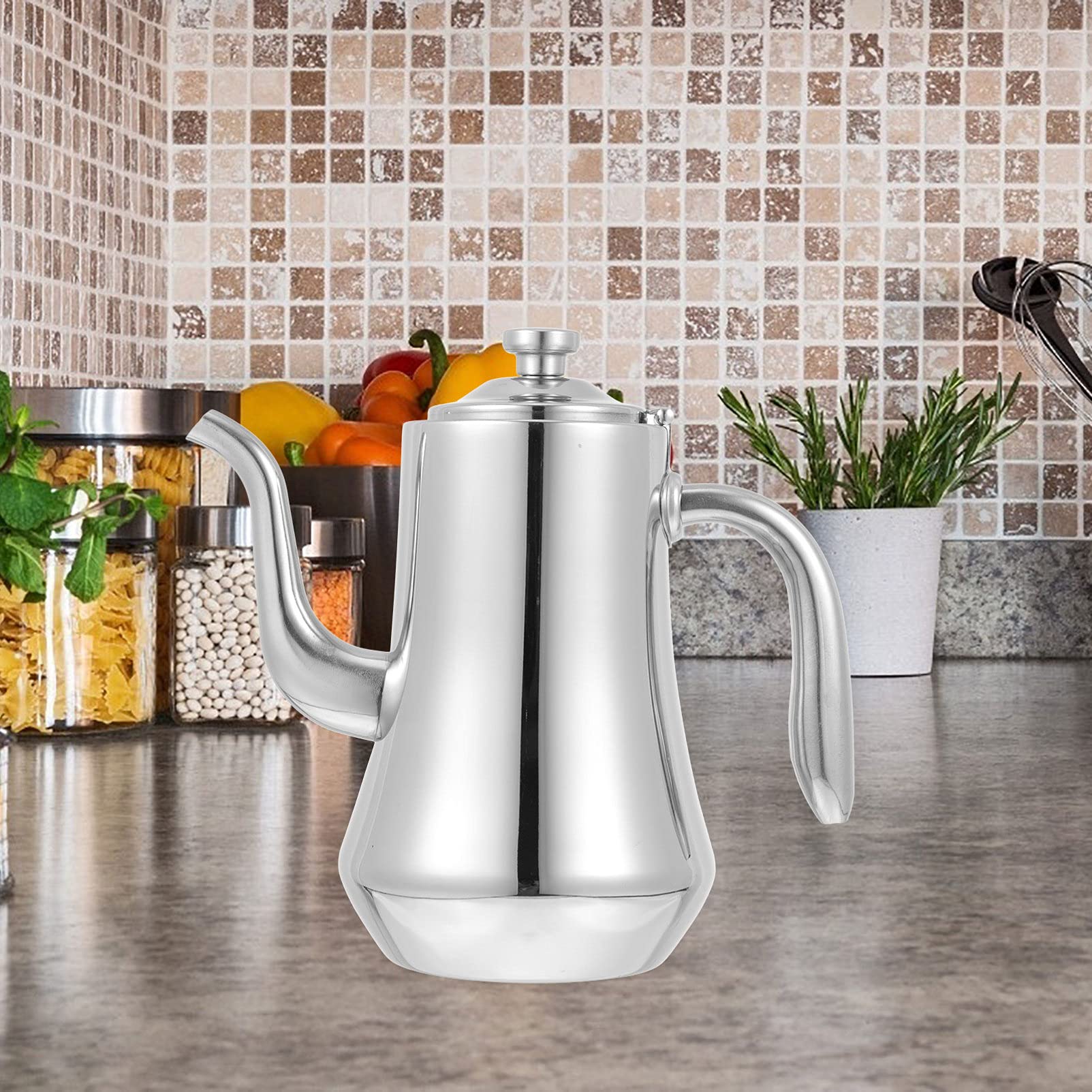 Hemoton 1Pc Stainless Steel Gooseneck Kettle - Stovetop Teapot, Espresso Pour Over Coffee Maker, Oil & Vinegar Dispenser, Milk Jug for Home Kitchen & Barista Use - Perfect for Coffee Brewing, Tea Making & Cooking Oil Pouring