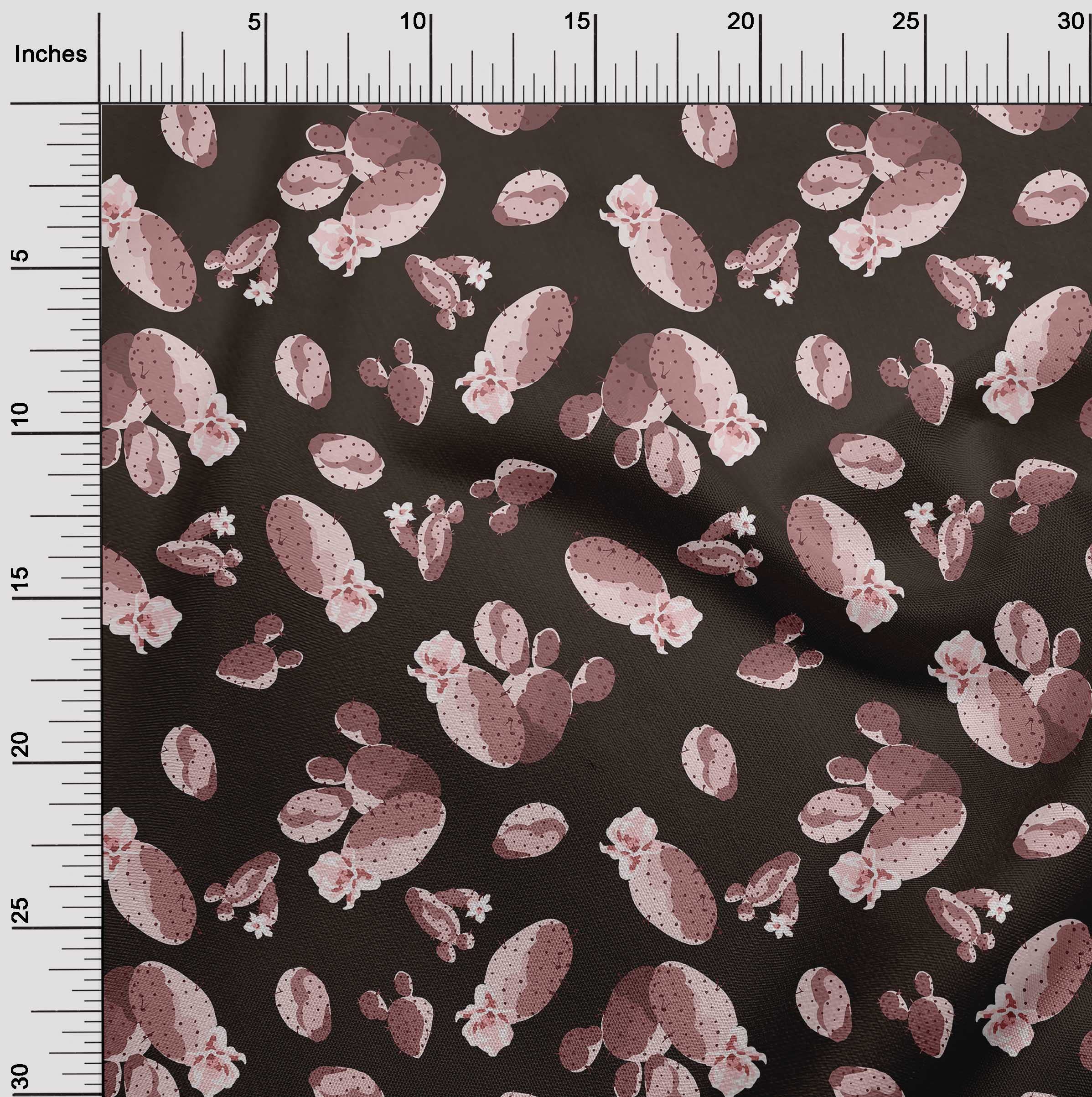 oneOone Viscose Chiffon Pink Cactus Print Fabric by The Yard - 42 Inch Wide Flowy Dress Material for Summer Dresses, Blouses & DIY Fashion Projects