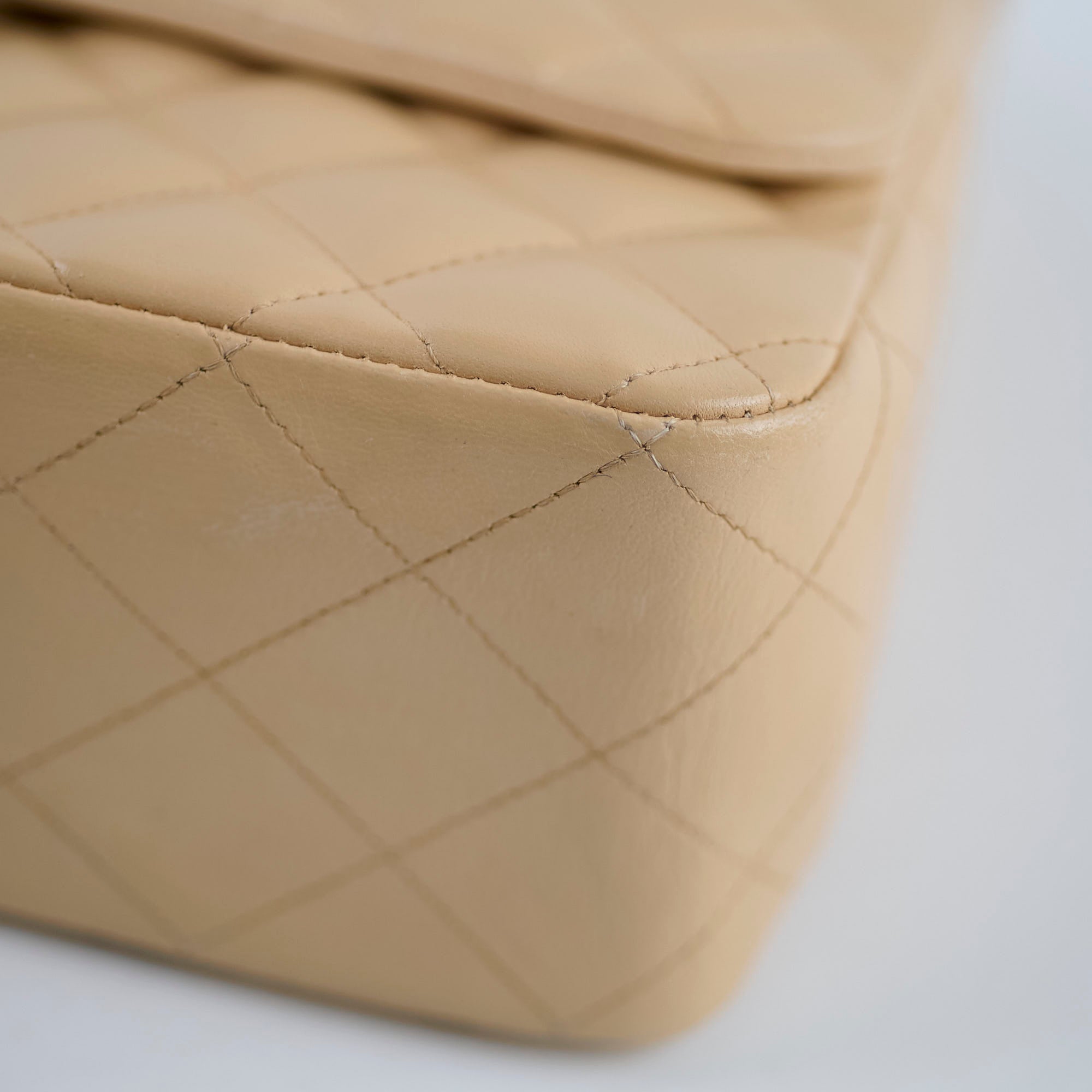 Authentic Chanel Single Flap Jumbo Bag in Beige Lambskin Leather (12 Series 2009) - Luxury Handbag for Women, Perfect for Work, Evening Events & Fashionable Outfits