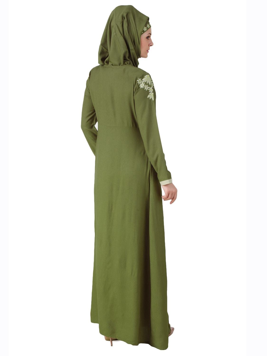 Stylish Afsa Green Rayon Abaya - Modest Islamic Dress for Women - Perfect for Prayer, Eid, and Special Occasions