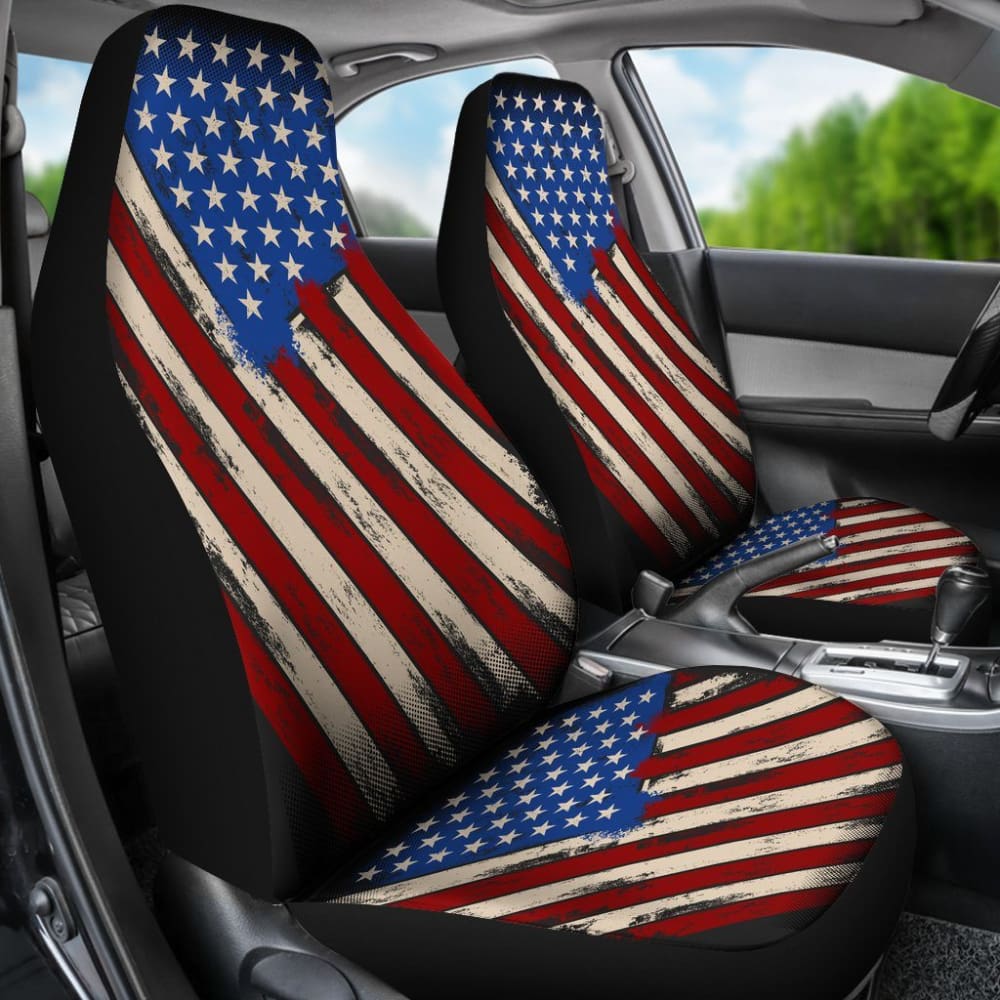 American Flag Red White Blue Car Seat Covers - Patriotic USA Design for Trucks & SUVs - Perfect for 4th of July, Veterans Day & Road Trips
