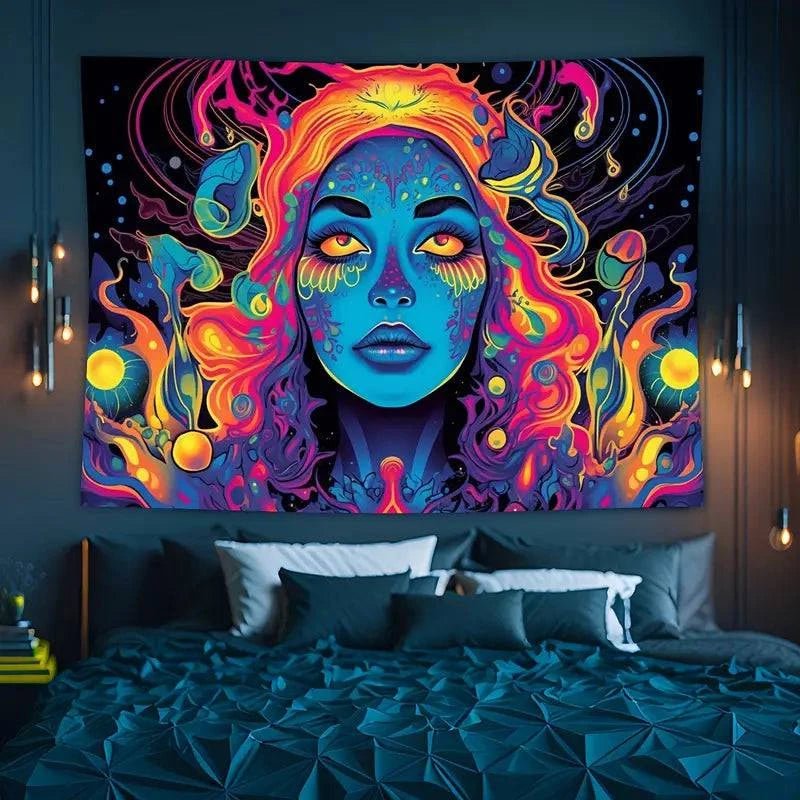 Groovy Blacklight Poster for Room Decor - Psychedelic UV Glow Art for Bedroom, Party & Rave - Perfect for Hippie, 60s & 70s Theme Decorations