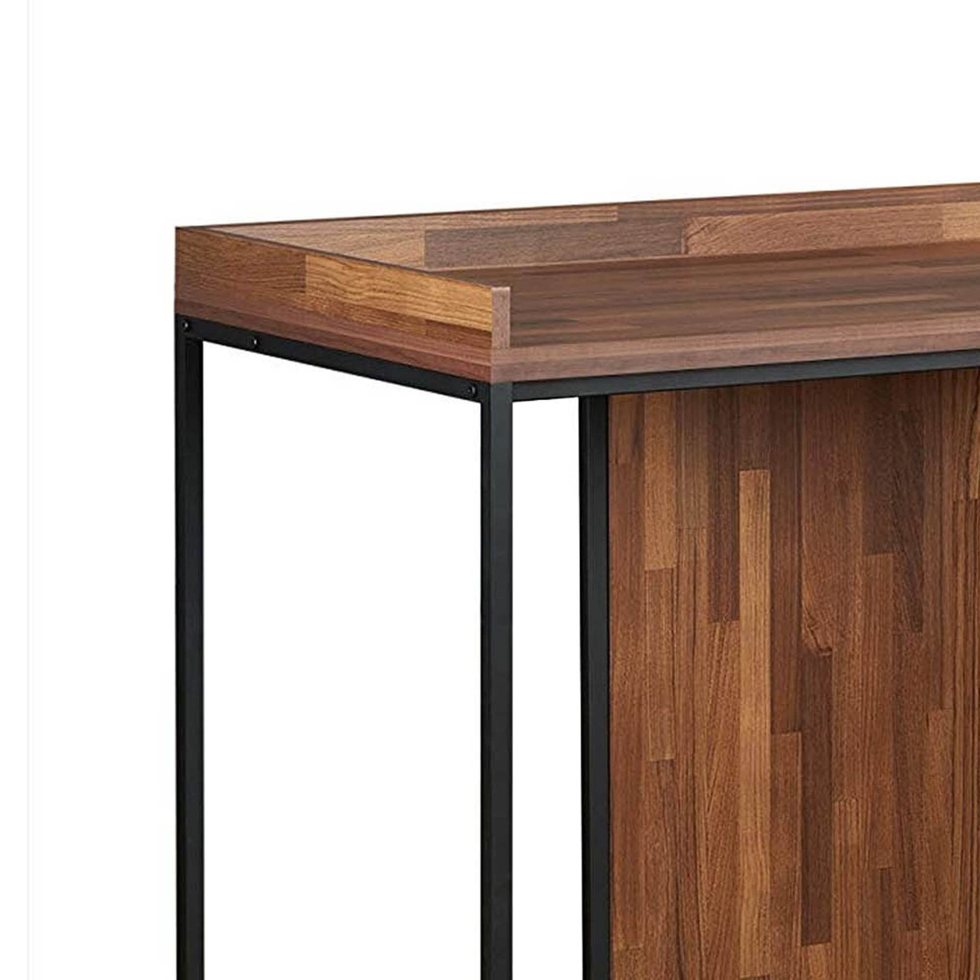 Benjara Wooden Top Desk with Rectangular Metal Frame - Brown and Black Home Office Desk for Small Spaces | Modern Writing Desk for Study, Work, and Home Office