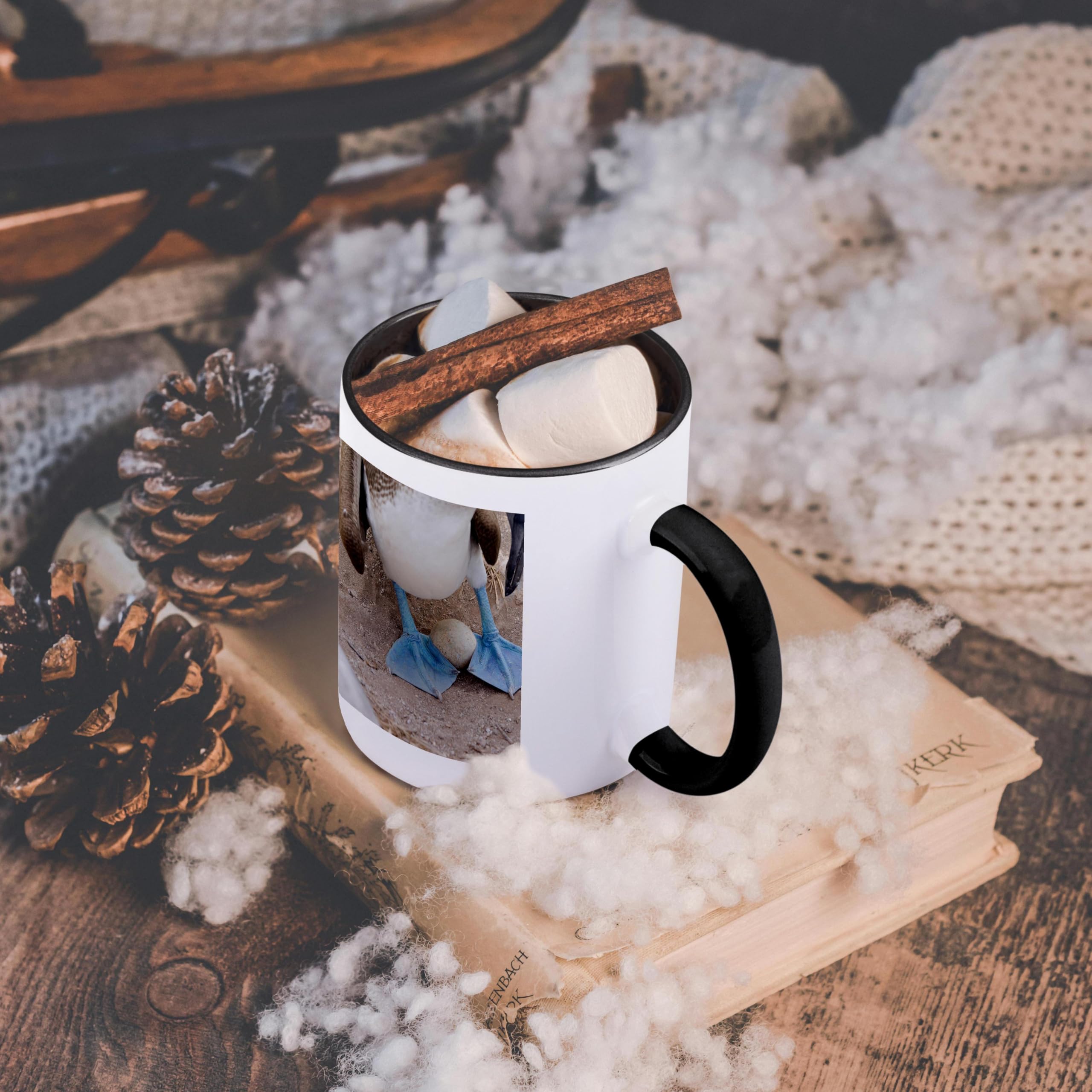 3D Printed Blue-Footed Booby Galapagos Mug - 11oz Two-Tone Ceramic Coffee Cup with Ecuadorian Wildlife Design - Perfect for Nature Lovers, Birdwatchers & Travel Enthusiasts - Great Gift for Home, Office or Outdoor Use