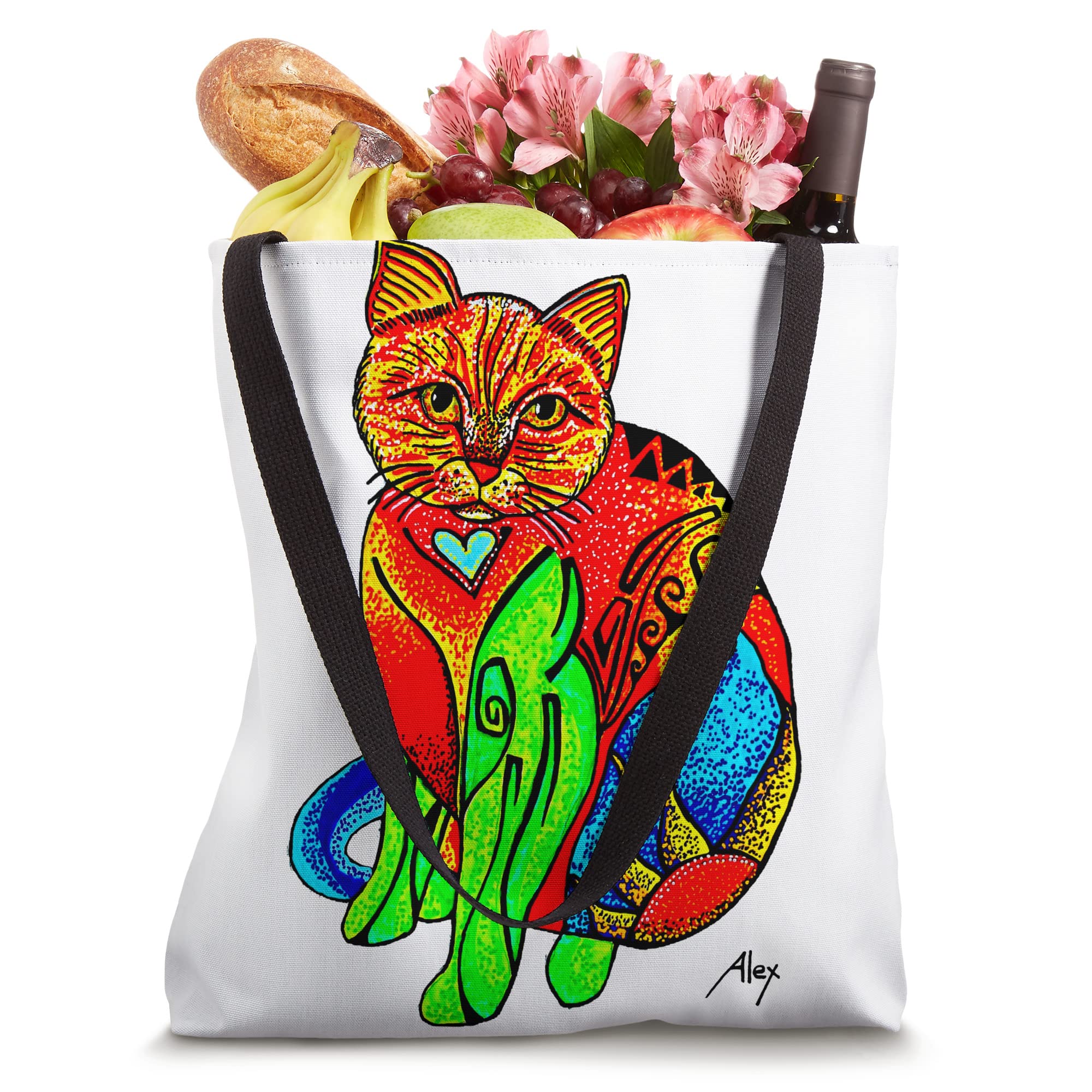 Heart Cat Tote Bag - Cute Cat Lovers Shoulder Bag for Women, Durable Canvas Shopping Tote with Pockets - Perfect for Grocery Shopping, Beach Trips & Daily Use