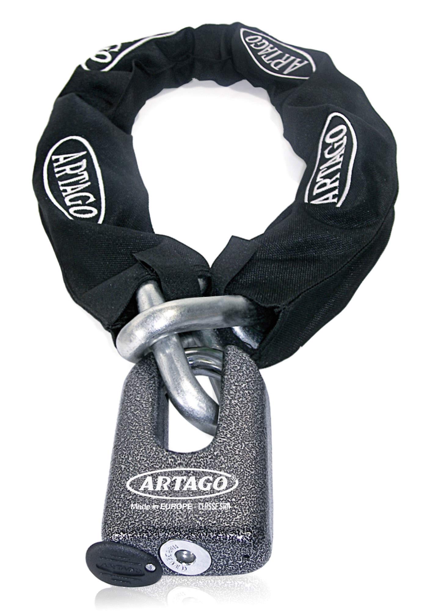 Artago 14mm Heavy Duty Anti-Theft Security Chain Lock - 150cm (59 Inch) Maximum Security Steel Chain for Bikes, Motorcycles, Gates & Fences - High Security Outdoor Protection