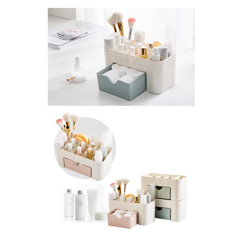 Amober Makeup Organizer - Large Cosmetic Storage Case for Brushes, Eyeshadow Palettes & Lipsticks | Space-Saving Desktop Vanity Organizer | Perfect for Bedroom, Bathroom & Travel Makeup Storage