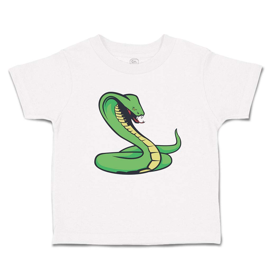 Custom Green King Cobra Serpent Toddler T-Shirt - Venomous Snake Design Boys & Girls Tee for Birthday, Halloween & Animal Theme Parties