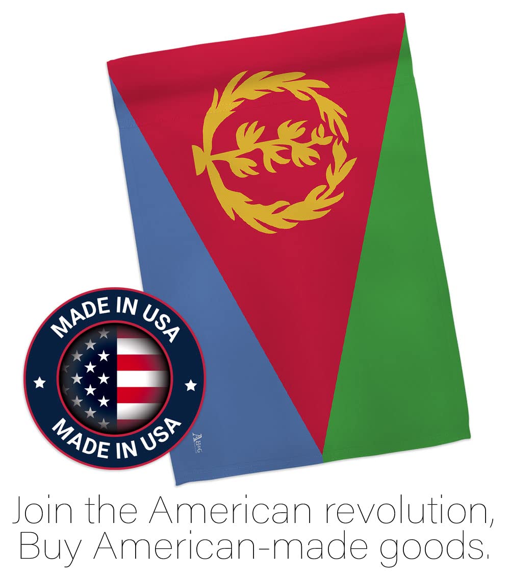 Americana Home & Garden Eritrea Double-Sided Garden Flag Set with Stand - Country Regional Nation House Decoration Banner for Yard, Patio & Outdoor Decor - Made in USA