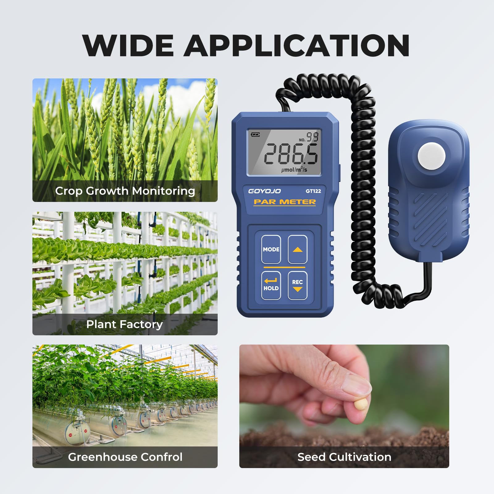 High Precision PAR Light Meter for Plants - 400-700nm Quantum PPFD Meter for Hydroponic, Greenhouse & Indoor Grow Lights | Measure LED Light Intensity (Micromoles) to Optimize Plant Growth | Perfect for Indoor Gardening, Greenhouse Monitoring & Hydroponic Systems