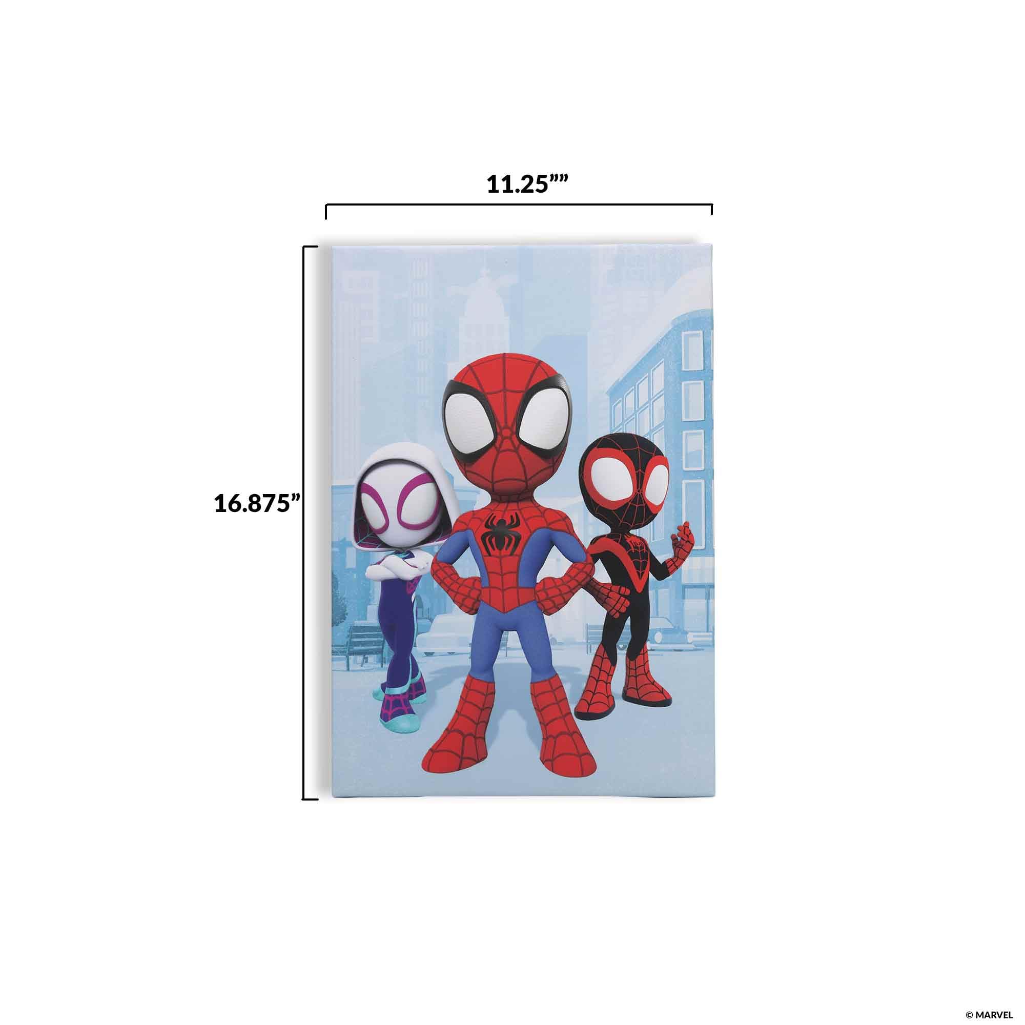 Marvel Spidey and His Amazing Friends Rooftop City Scene Gallery Wrapped Canvas Wall Art - Superhero Home Decor for Kids' Room, Playroom & Nursery